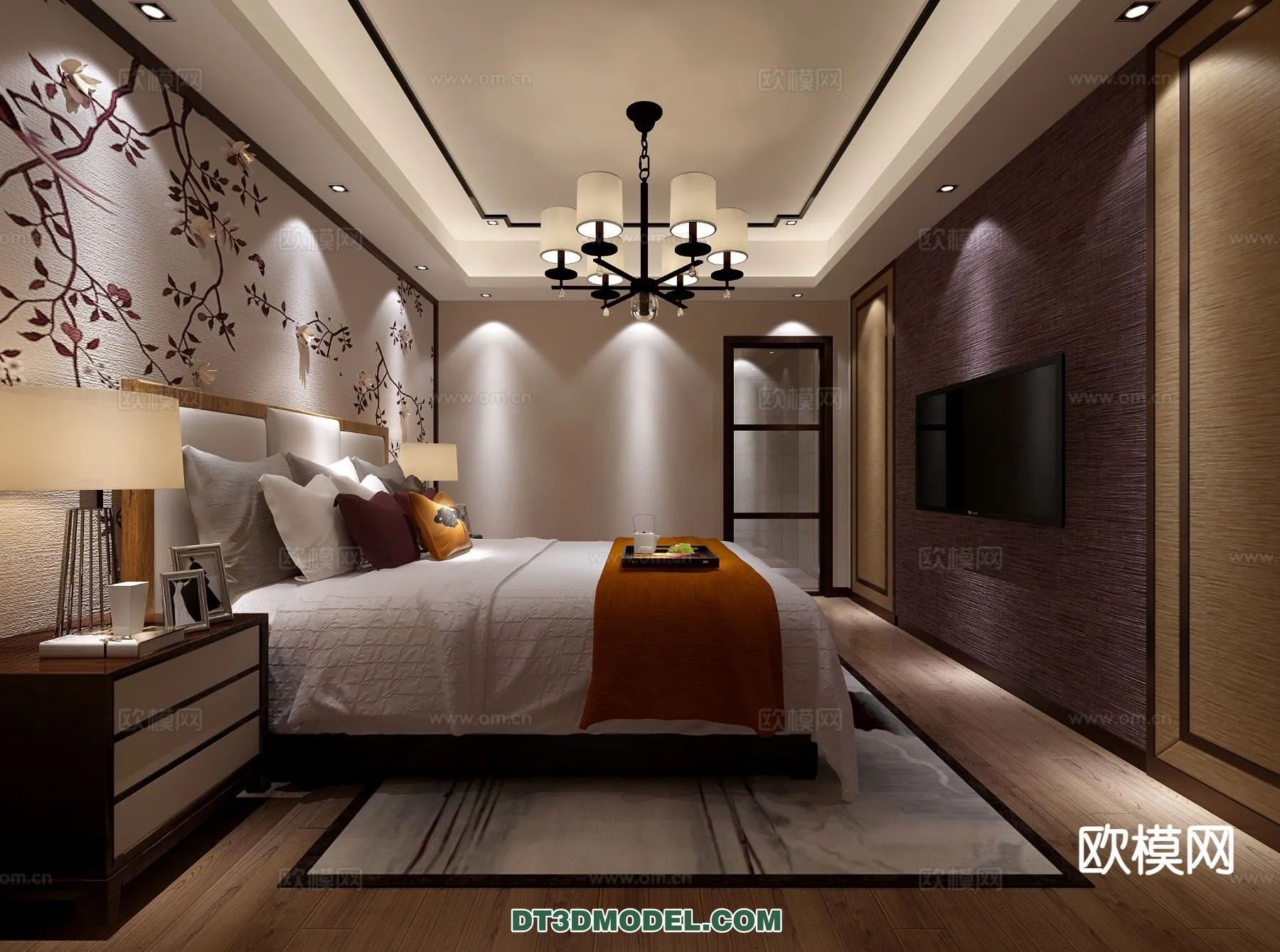 BEDROOM – CHINESE STYLE – 3D Model For Interior Design – 605