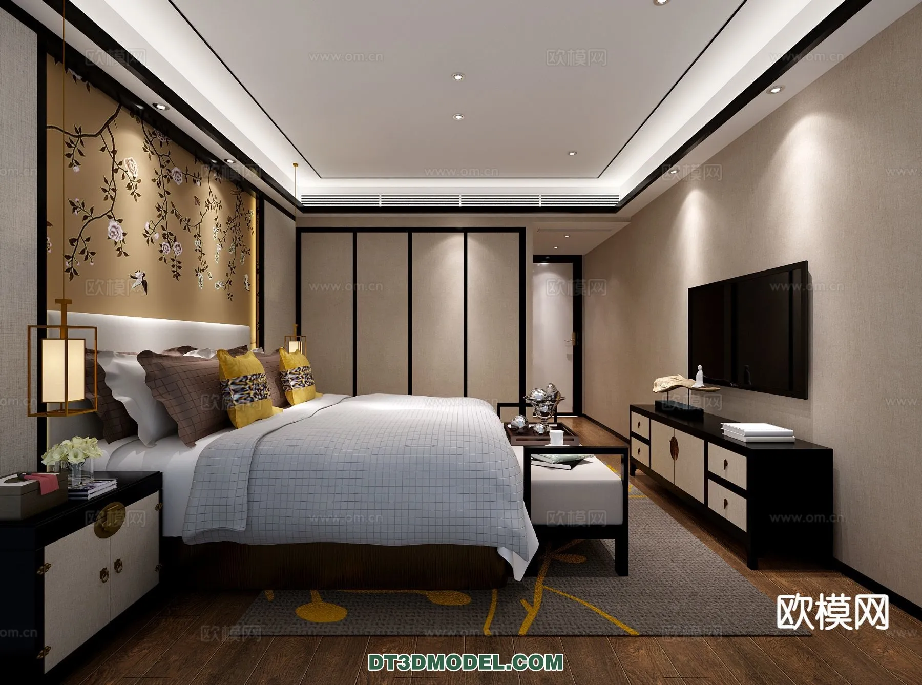 BEDROOM – CHINESE STYLE – 3D Model For Interior Design – 606