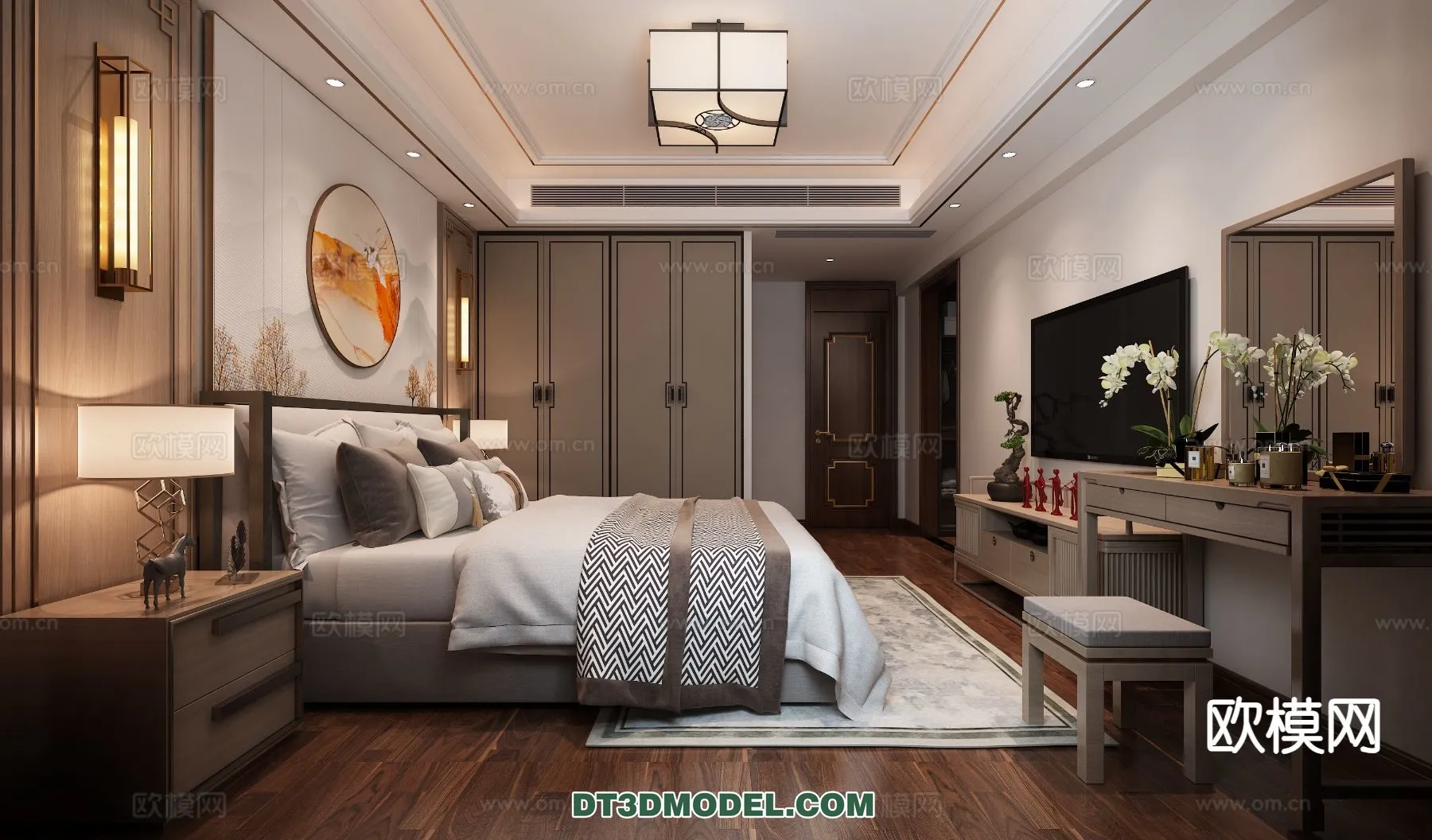 BEDROOM – CHINESE STYLE – 3D Model For Interior Design – 607