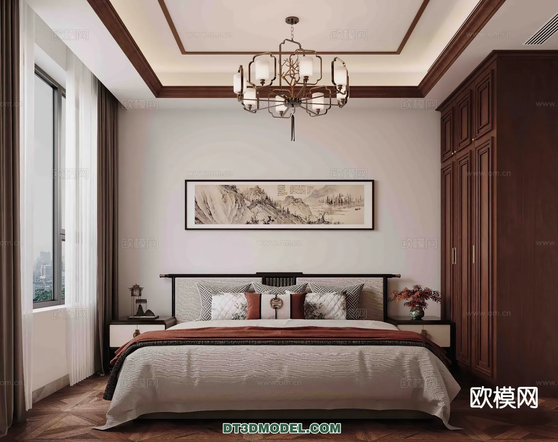 BEDROOM – CHINESE STYLE – 3D Model For Interior Design – 608