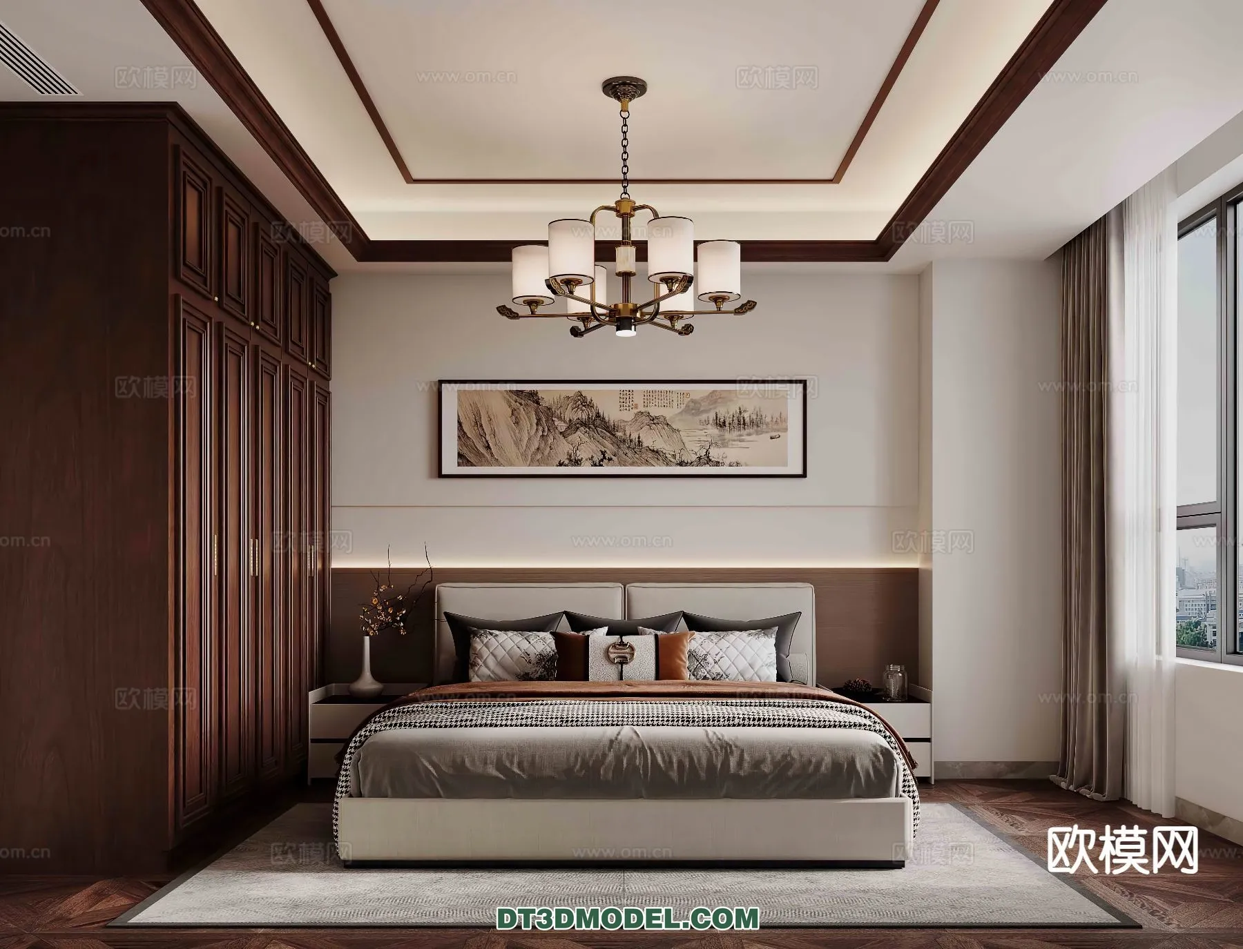 BEDROOM – CHINESE STYLE – 3D Model For Interior Design – 609