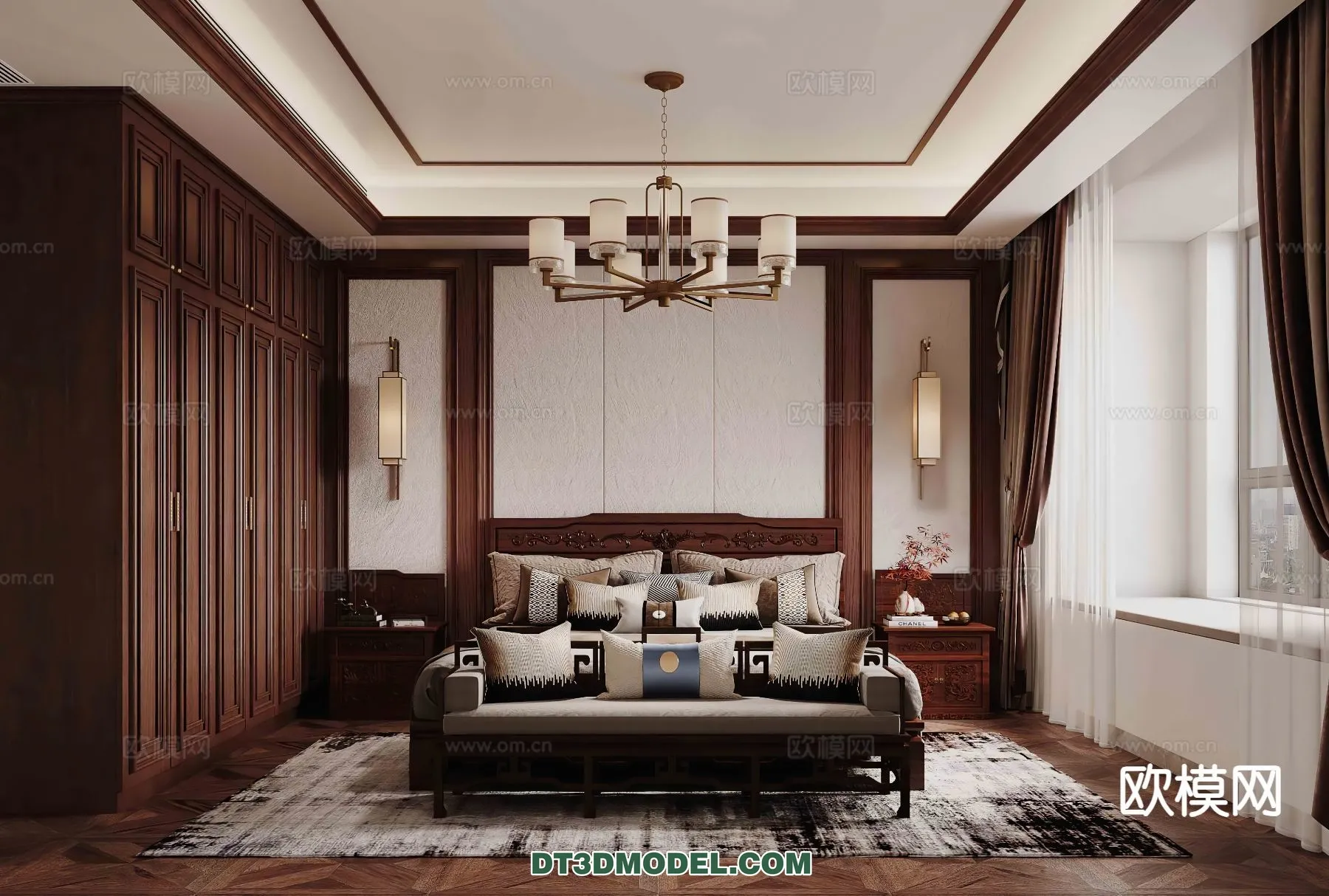 BEDROOM – CHINESE STYLE – 3D Model For Interior Design – 610