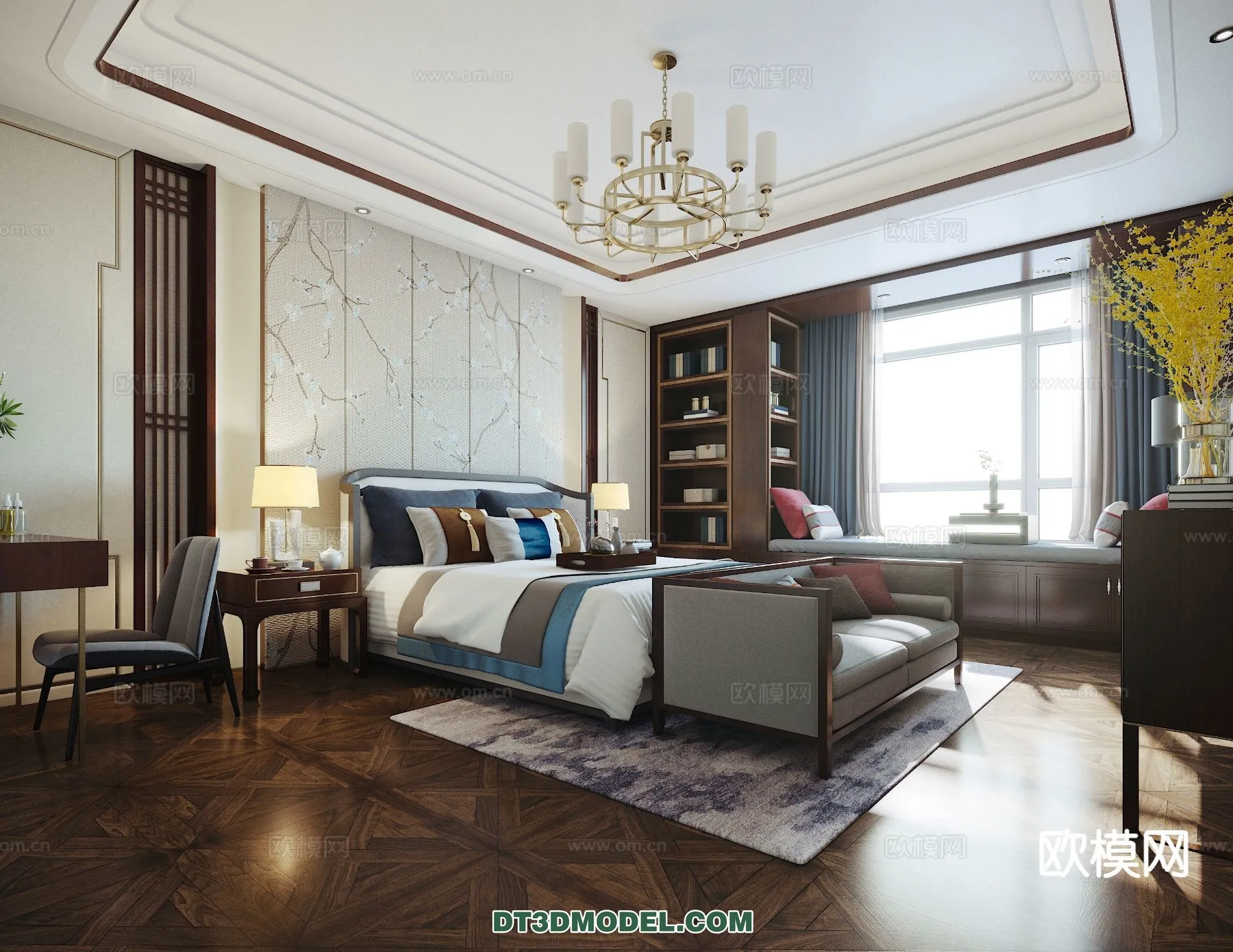 BEDROOM – CHINESE STYLE – 3D Model For Interior Design – 612