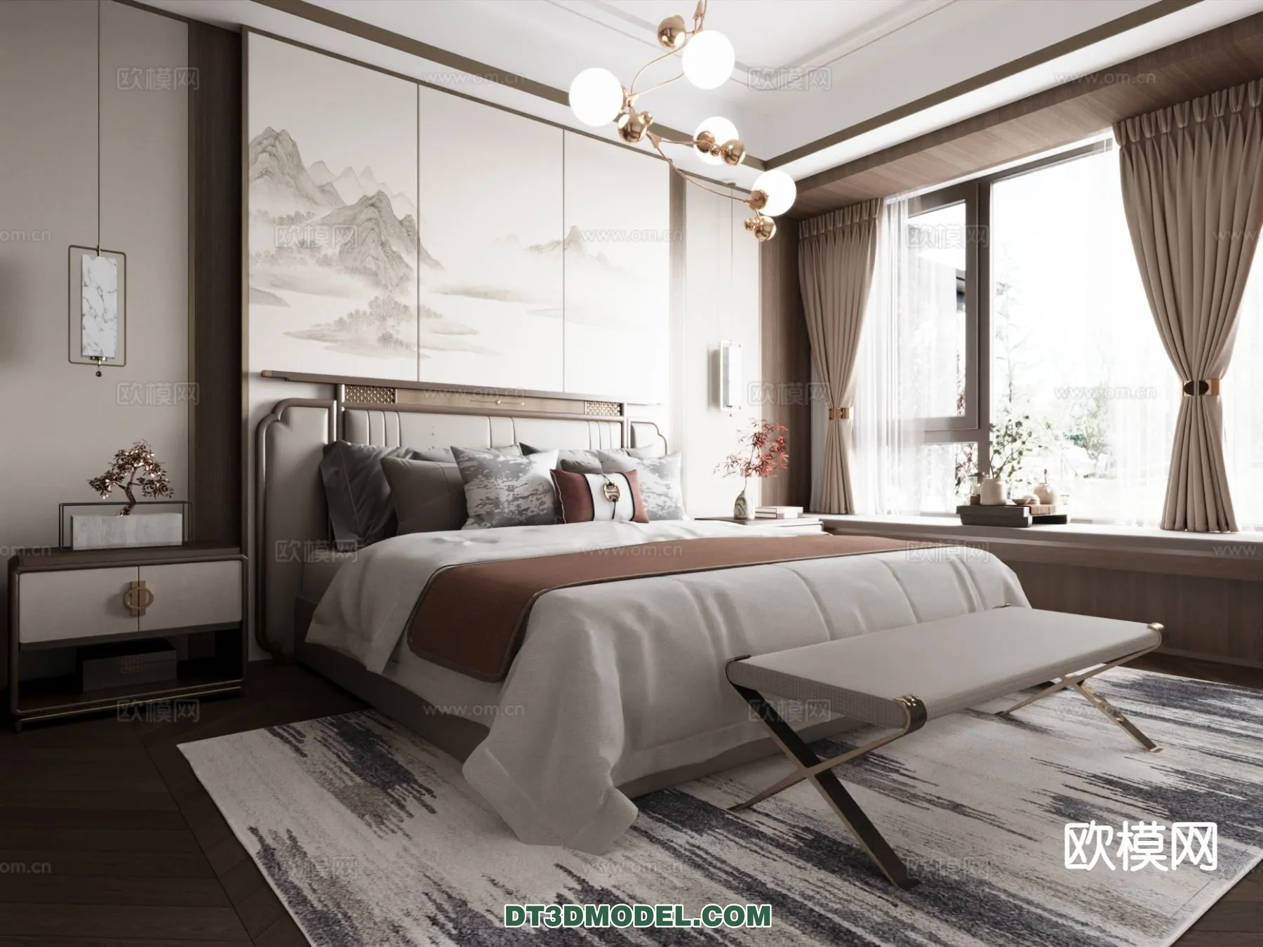 BEDROOM – CHINESE STYLE – 3D Model For Interior Design – 614