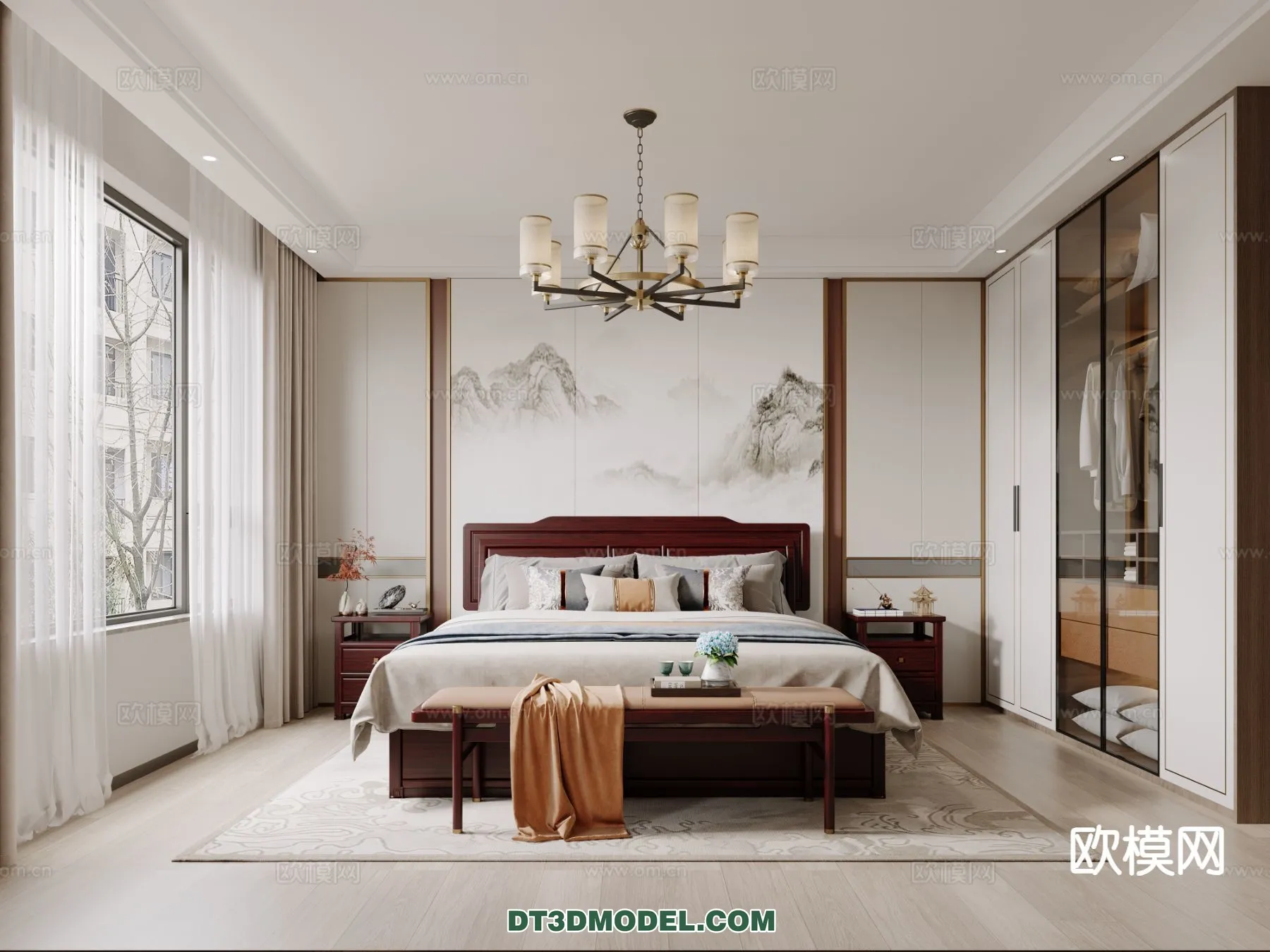 BEDROOM – CHINESE STYLE – 3D Model For Interior Design – 615