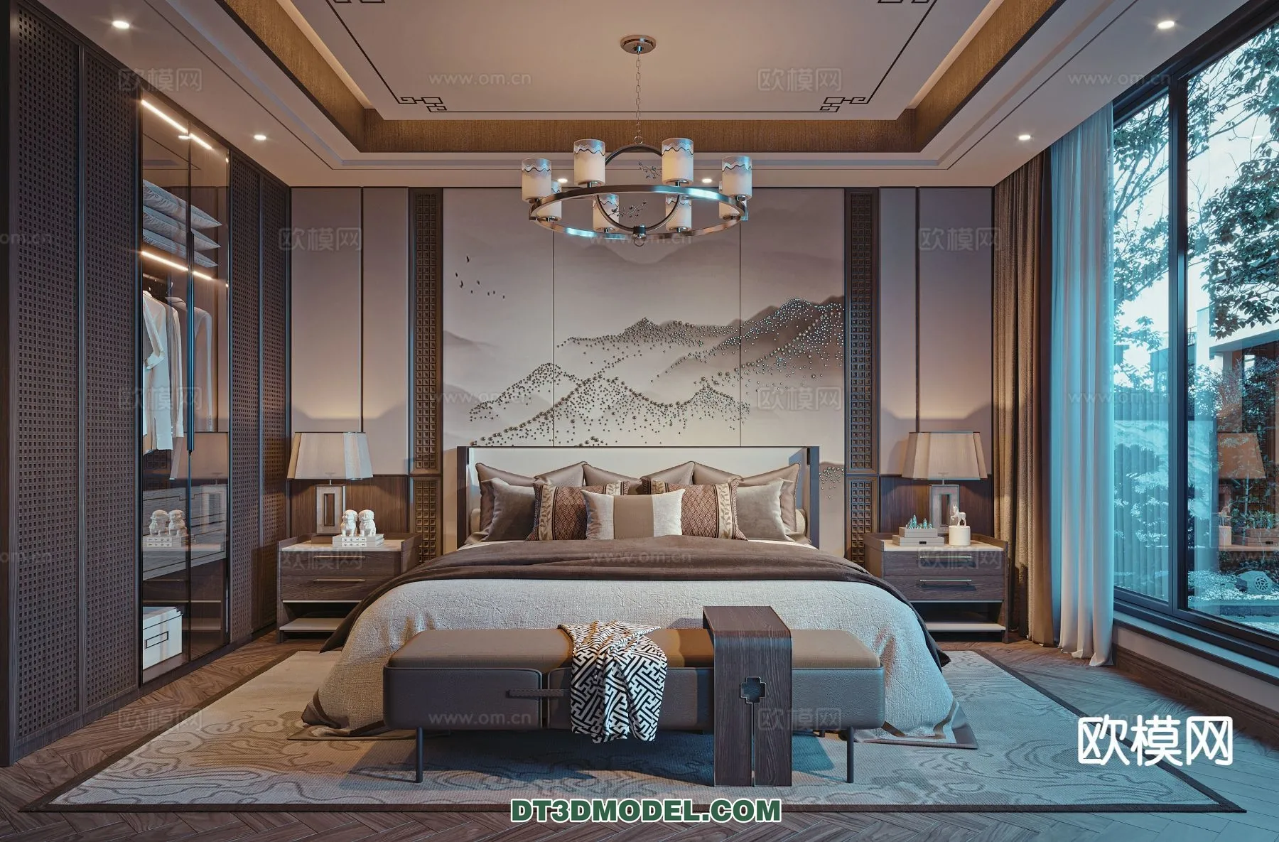 BEDROOM – CHINESE STYLE – 3D Model For Interior Design – 616