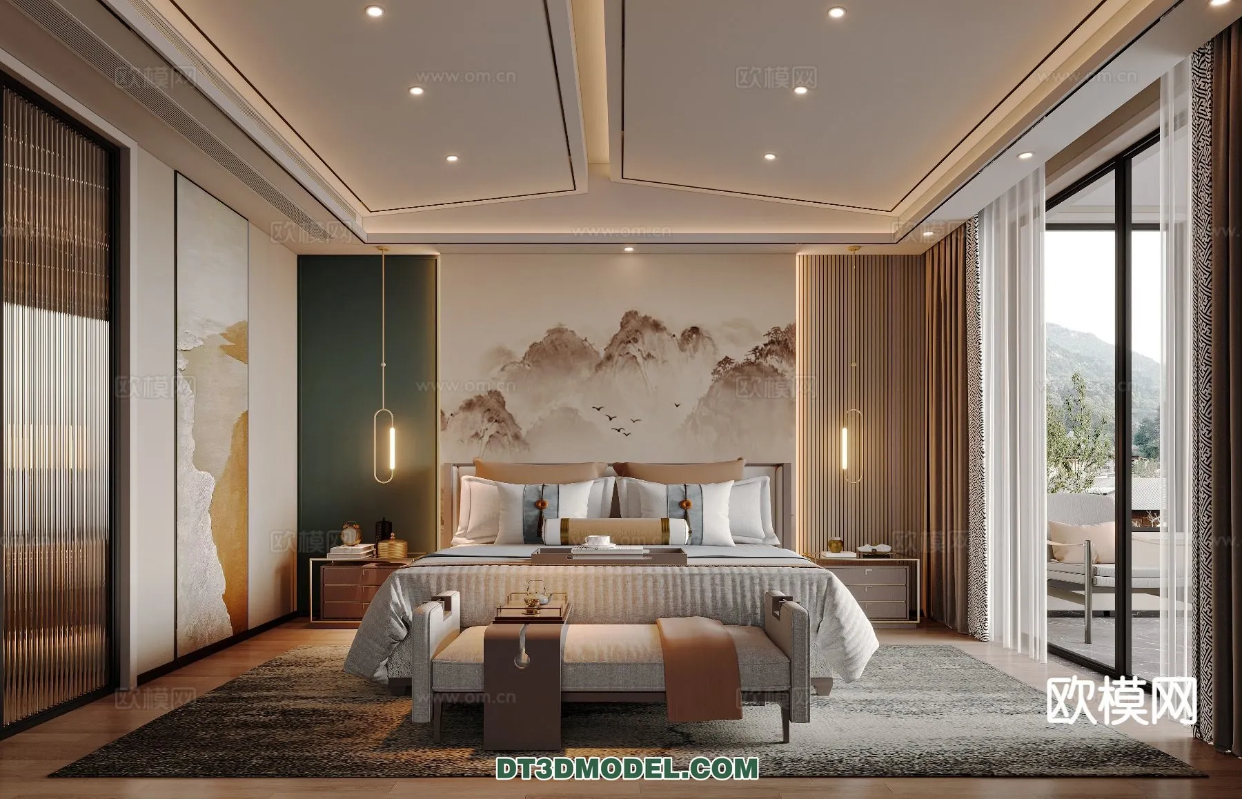 BEDROOM – CHINESE STYLE – 3D Model For Interior Design – 617