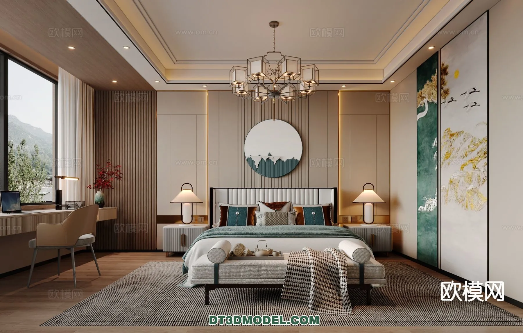 BEDROOM – CHINESE STYLE – 3D Model For Interior Design – 618