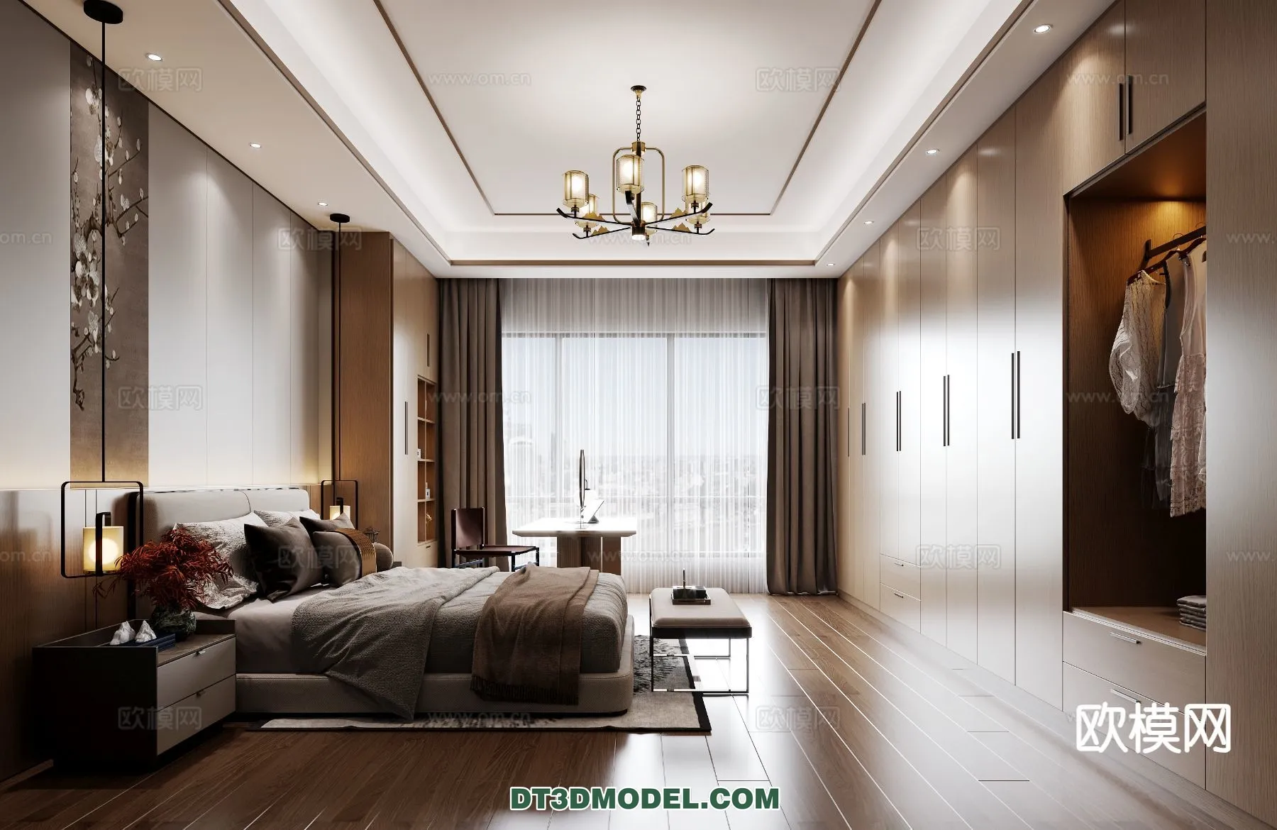 BEDROOM – CHINESE STYLE – 3D Model For Interior Design – 619