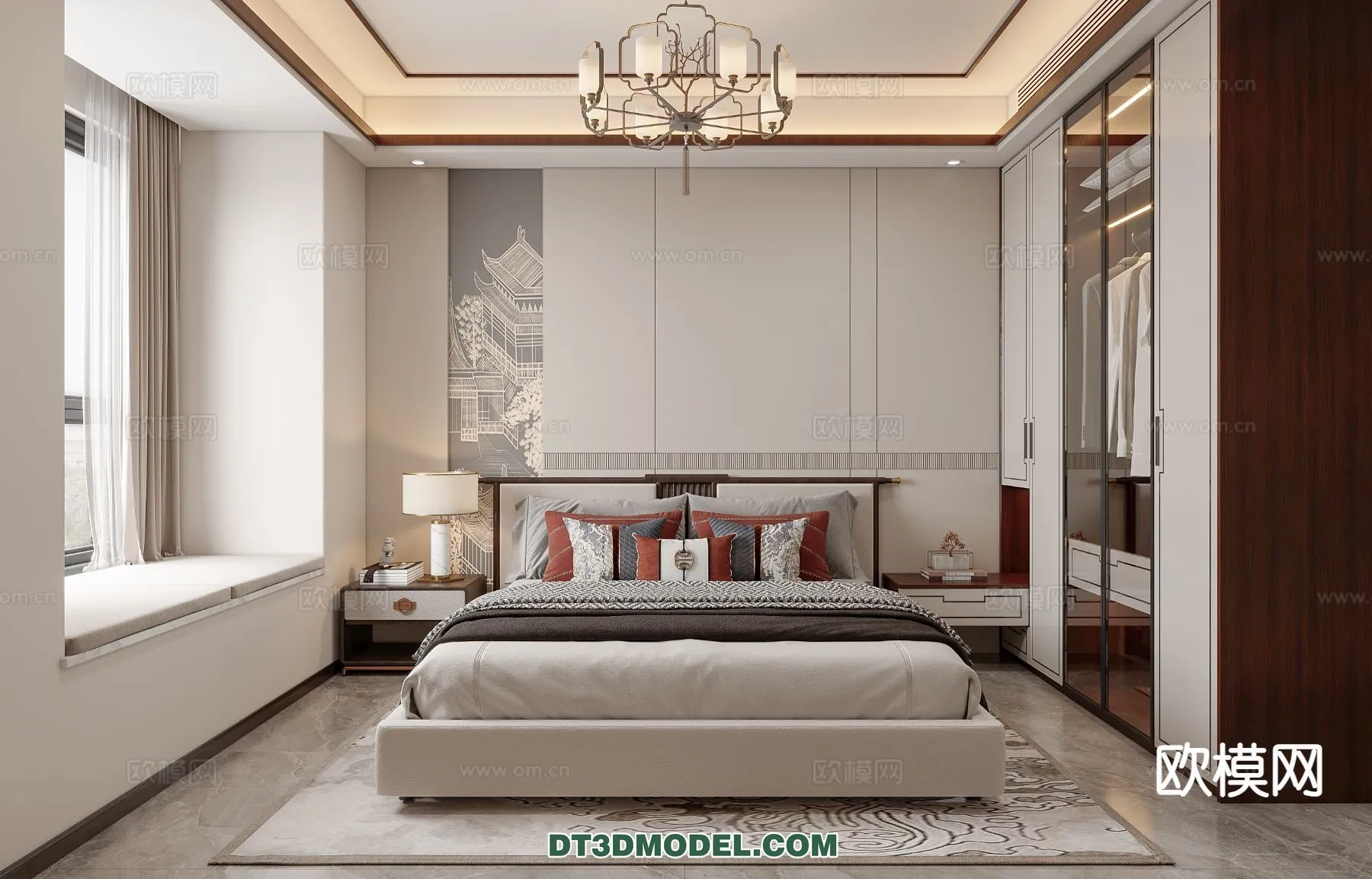 BEDROOM – CHINESE STYLE – 3D Model For Interior Design – 621