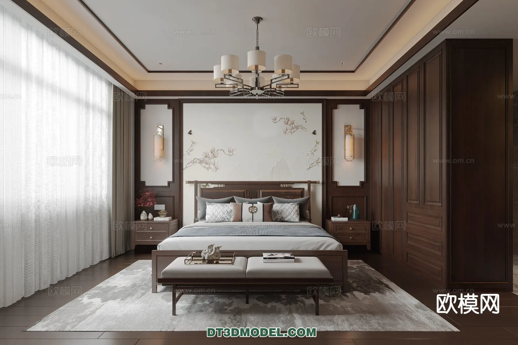 BEDROOM – CHINESE STYLE – 3D Model For Interior Design – 622