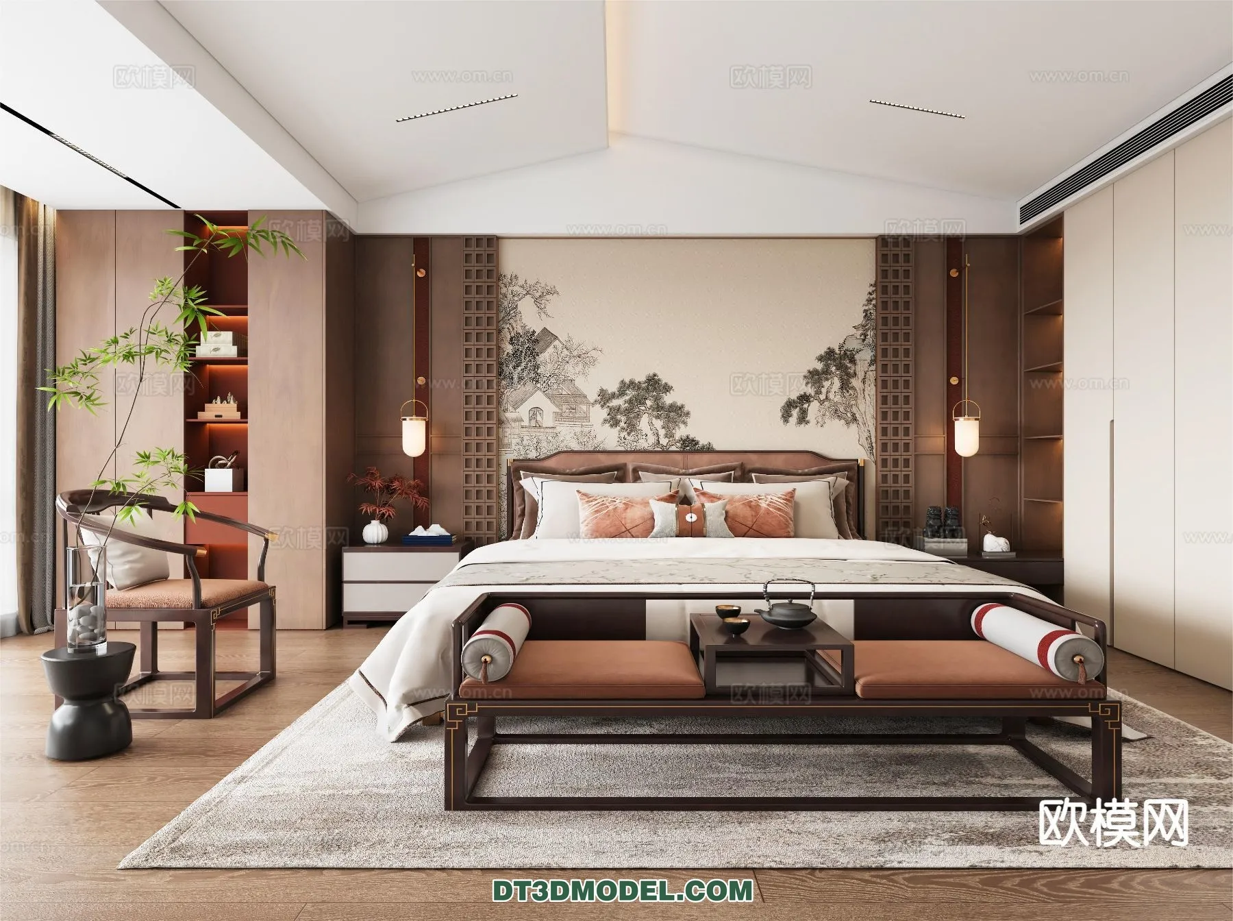 BEDROOM – CHINESE STYLE – 3D Model For Interior Design – 623