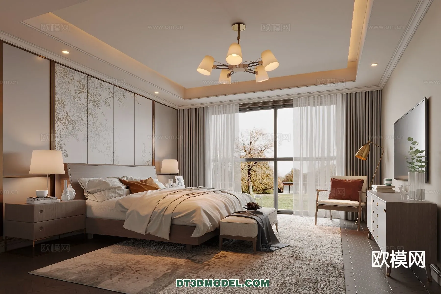 BEDROOM – CHINESE STYLE – 3D Model For Interior Design – 624