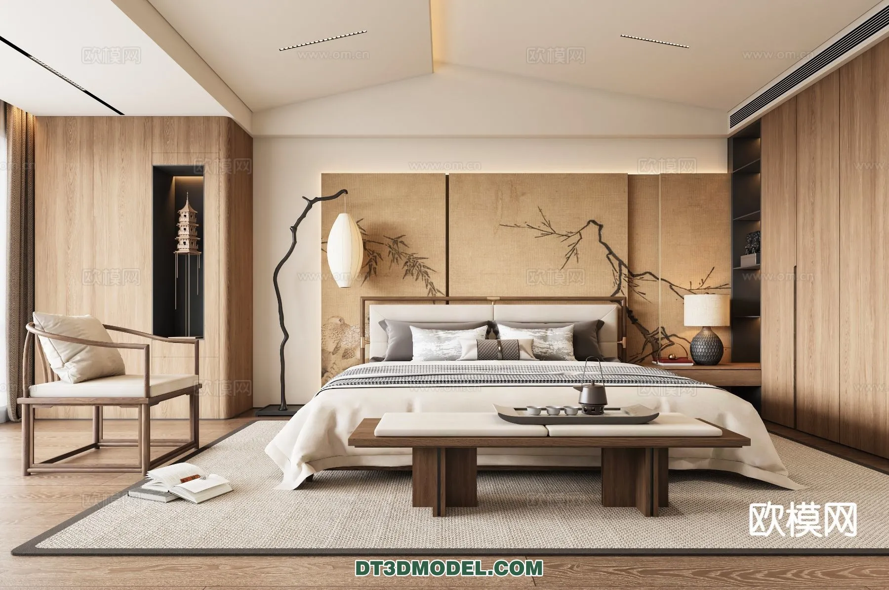 BEDROOM – CHINESE STYLE – 3D Model For Interior Design – 627