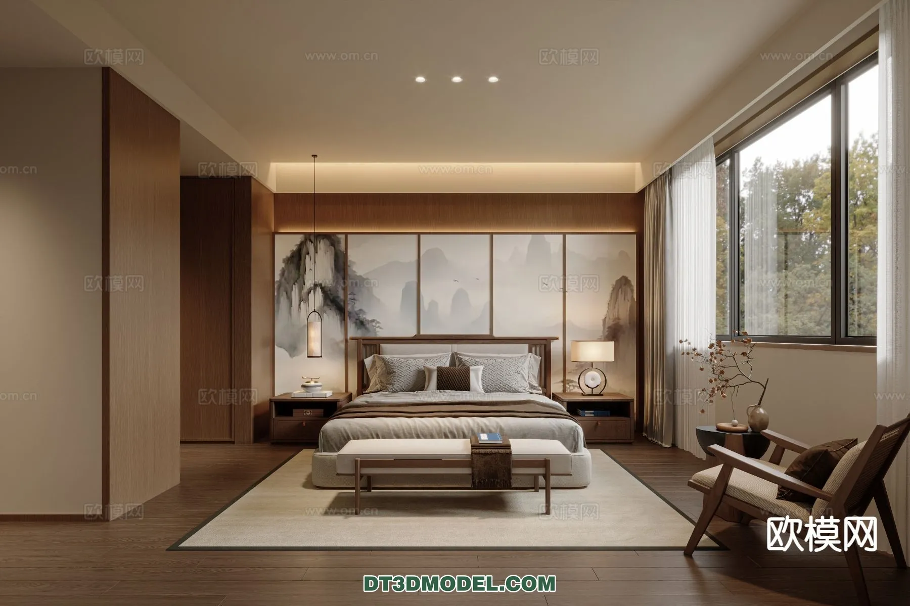 BEDROOM – CHINESE STYLE – 3D Model For Interior Design – 629