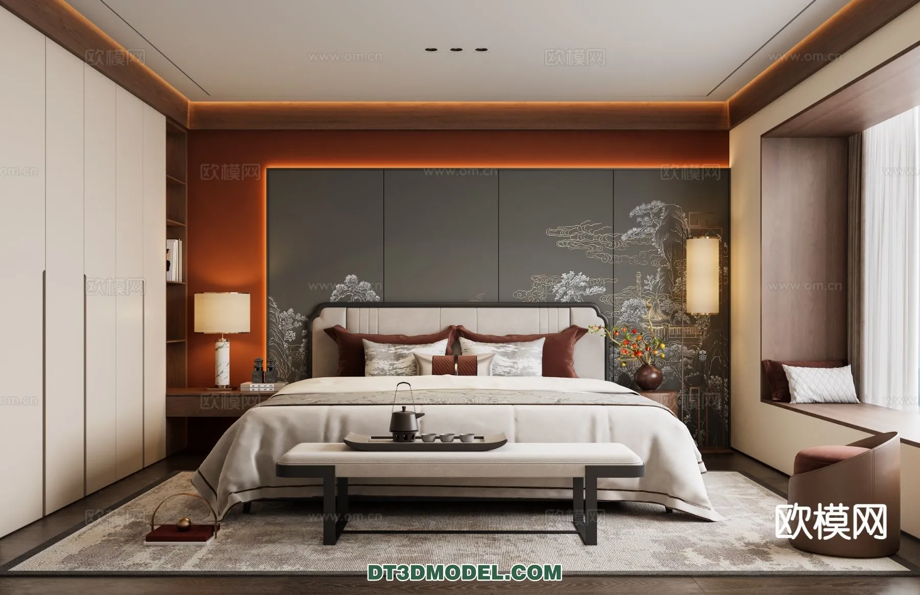 BEDROOM – CHINESE STYLE – 3D Model For Interior Design – 632