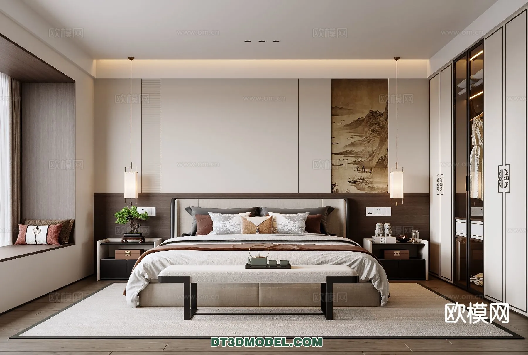 BEDROOM – CHINESE STYLE – 3D Model For Interior Design – 633