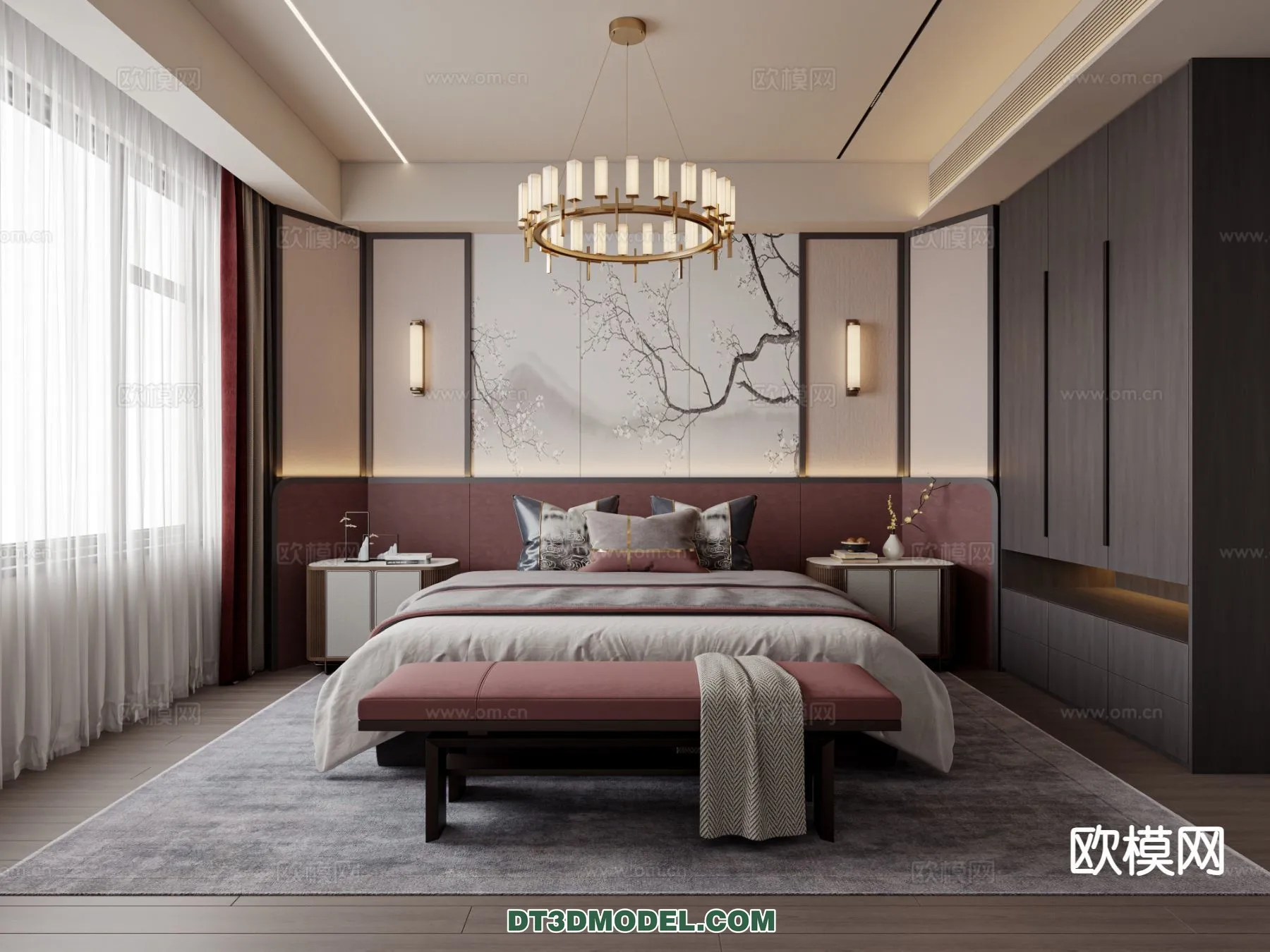 BEDROOM – CHINESE STYLE – 3D Model For Interior Design – 634