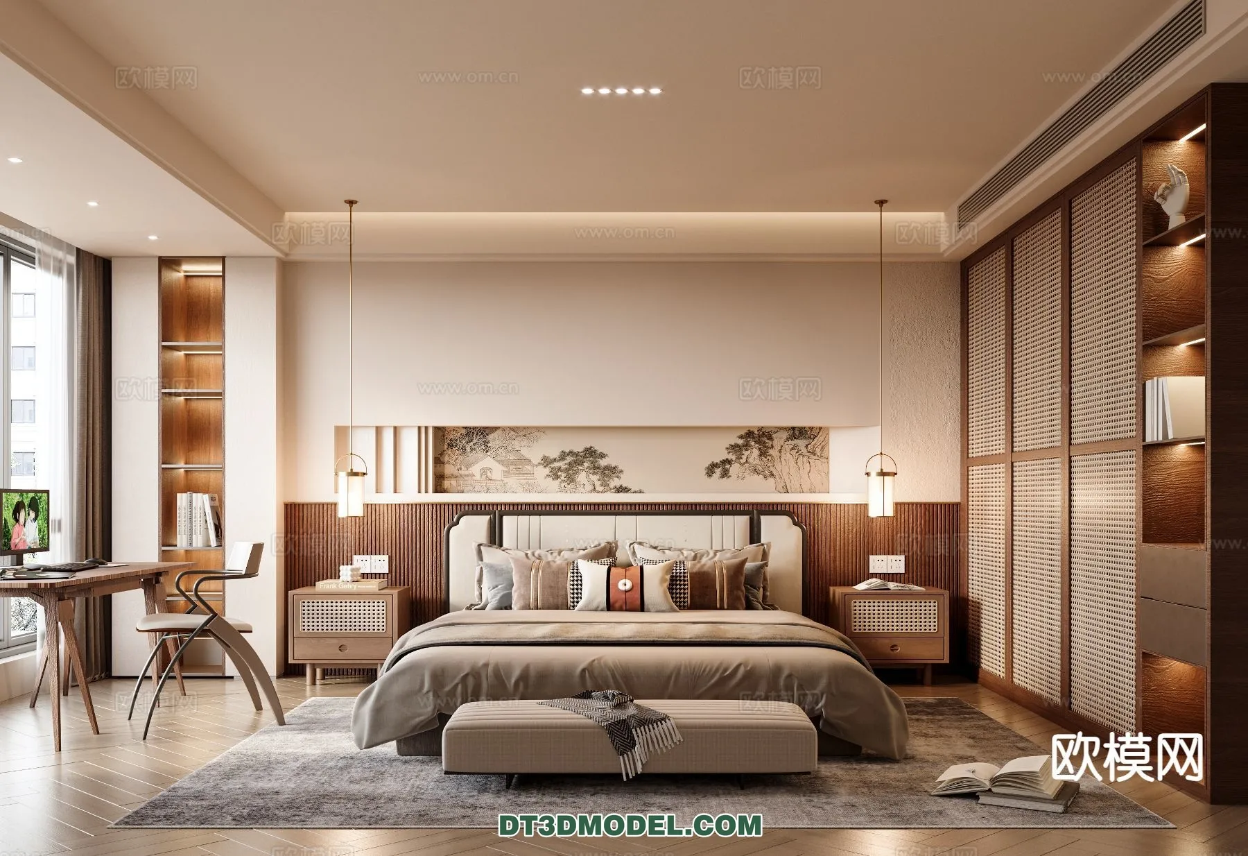 BEDROOM – CHINESE STYLE – 3D Model For Interior Design – 635