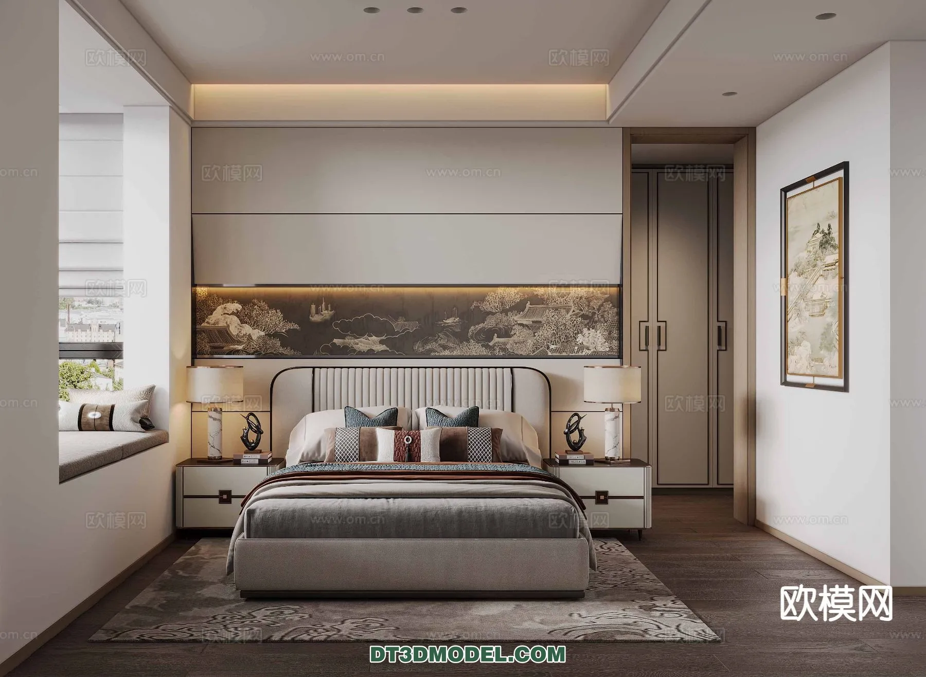 BEDROOM – CHINESE STYLE – 3D Model For Interior Design – 637