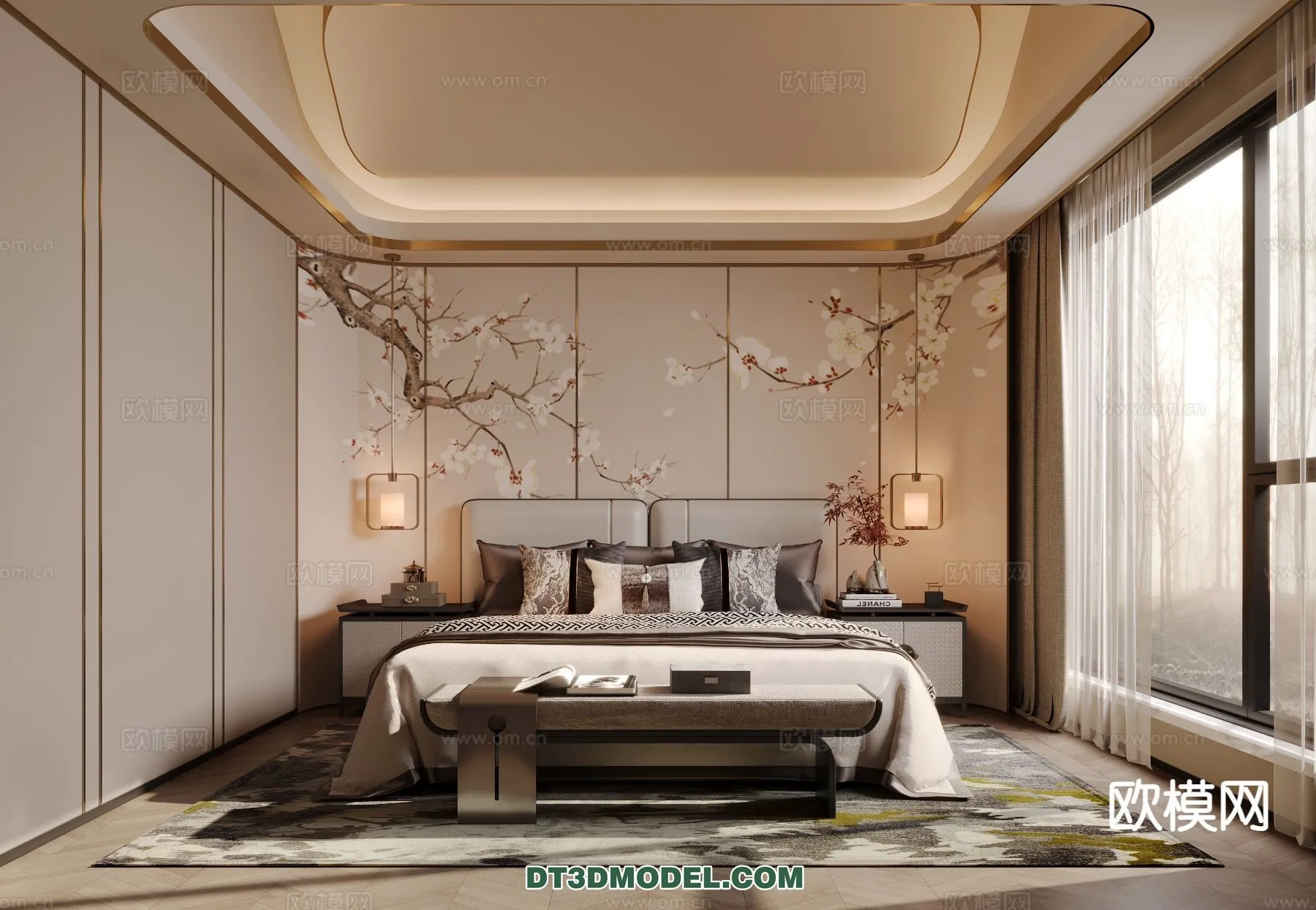 BEDROOM – CHINESE STYLE – 3D Model For Interior Design – 641