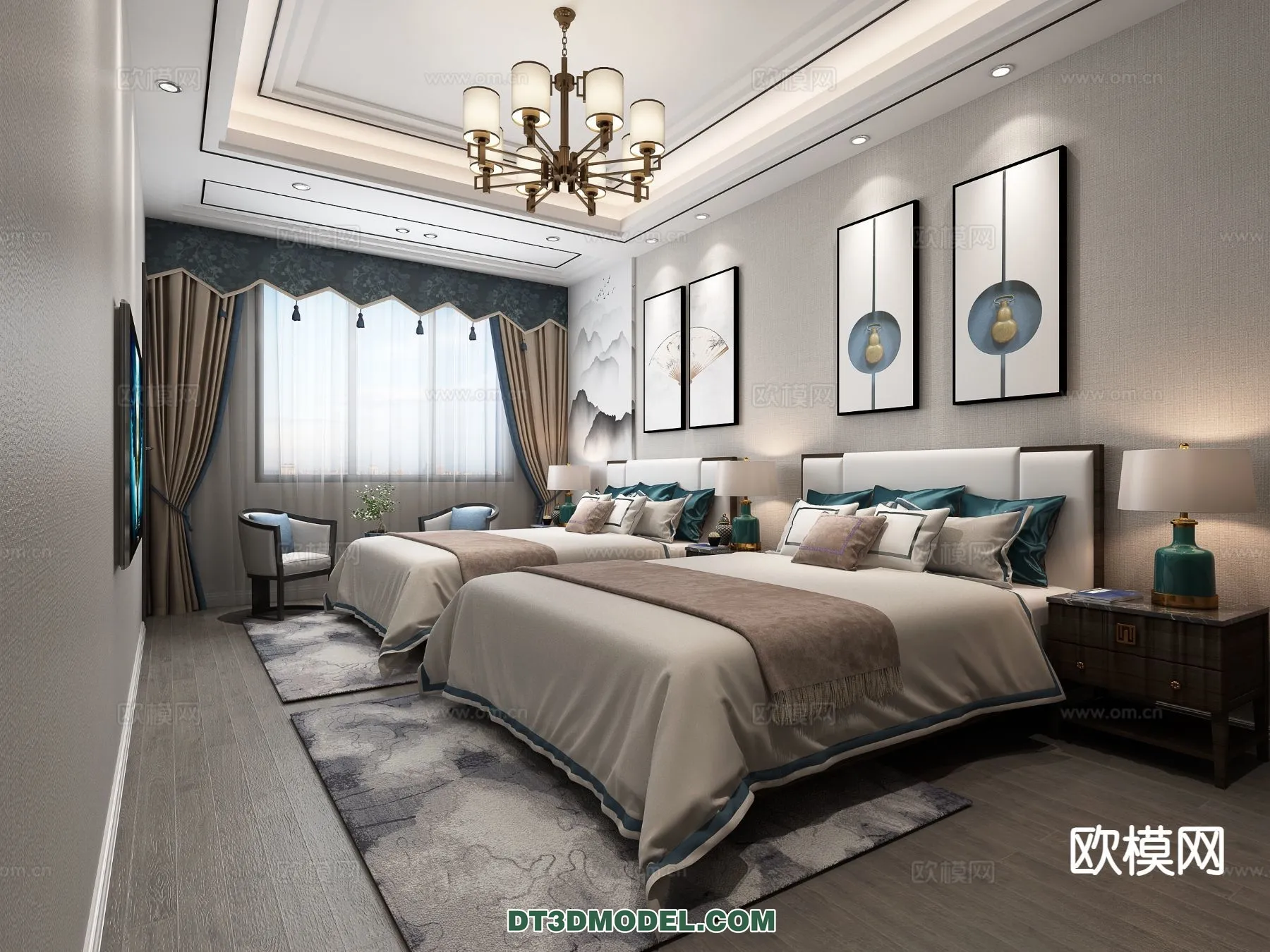 BEDROOM – CHINESE STYLE – 3D Model For Interior Design – 642