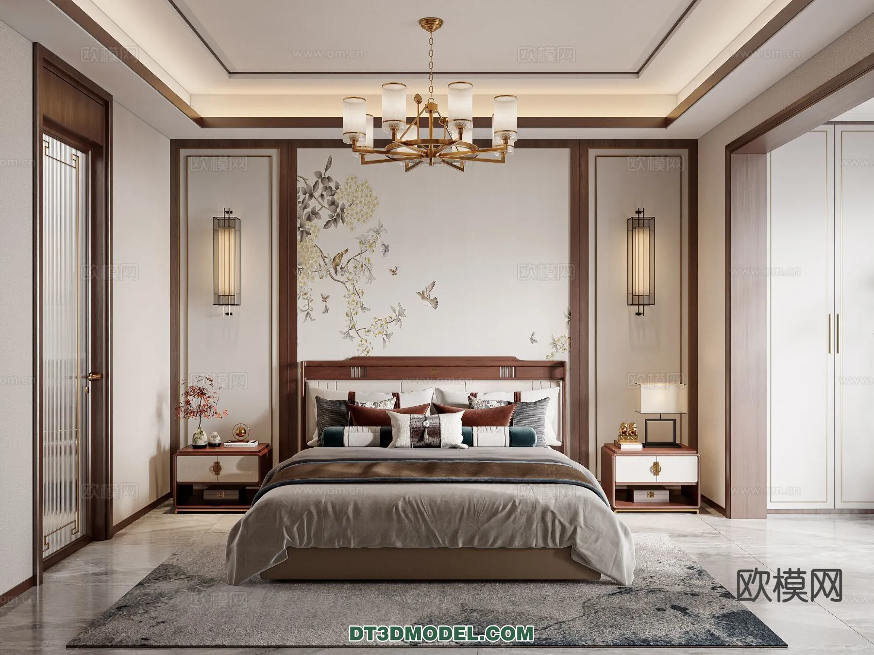 BEDROOM – CHINESE STYLE – 3D Model For Interior Design – 643