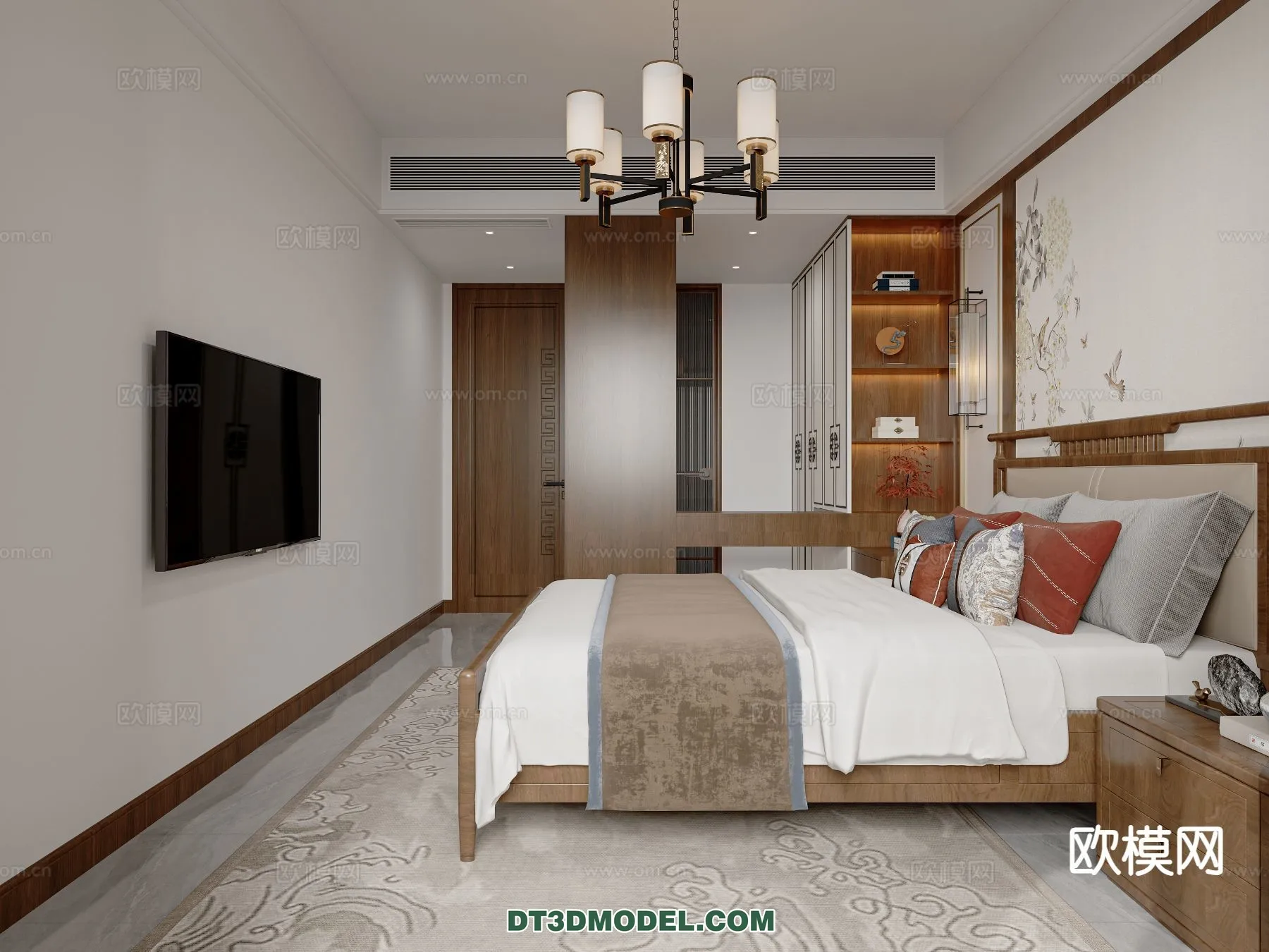 BEDROOM – CHINESE STYLE – 3D Model For Interior Design – 644