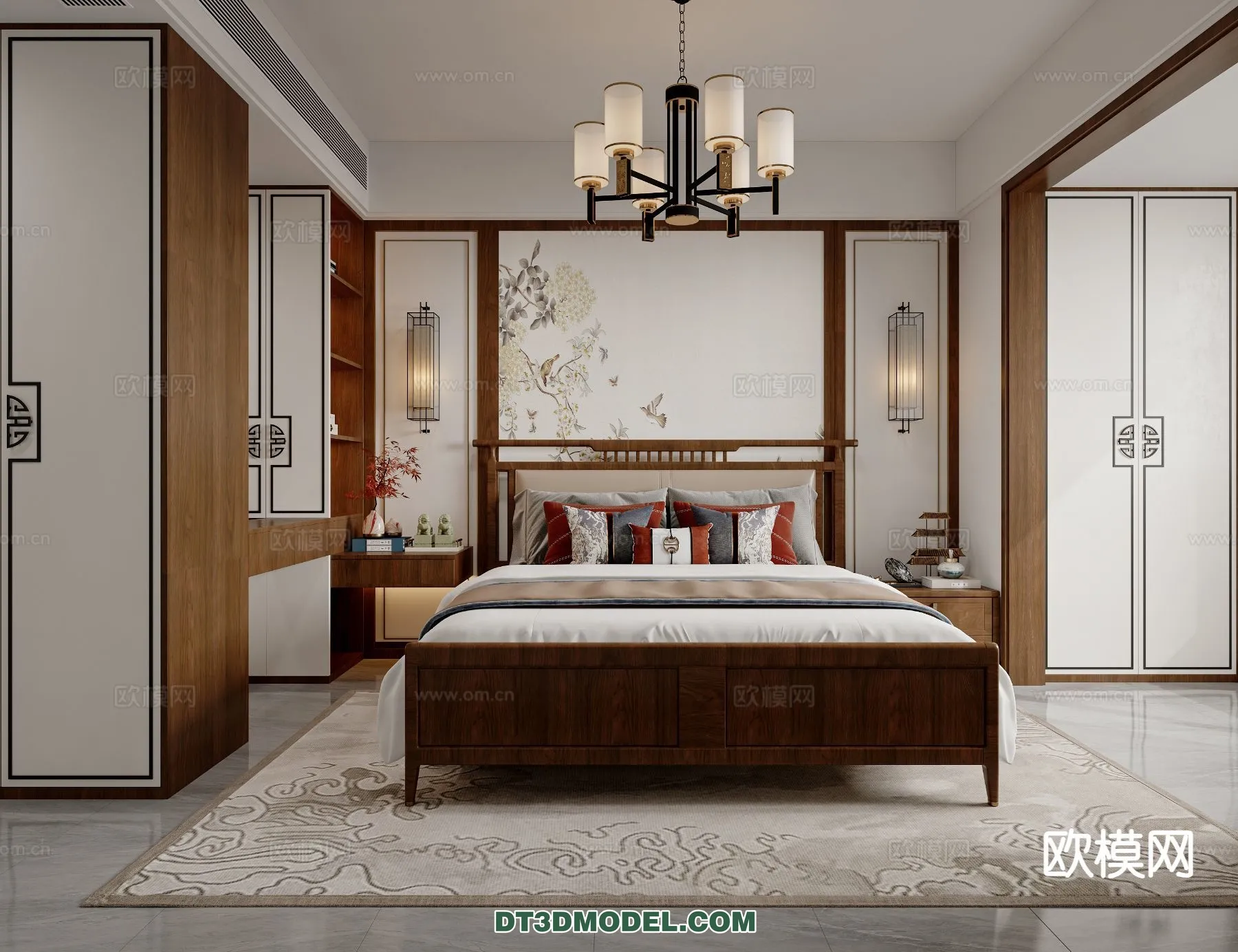 BEDROOM – CHINESE STYLE – 3D Model For Interior Design – 645