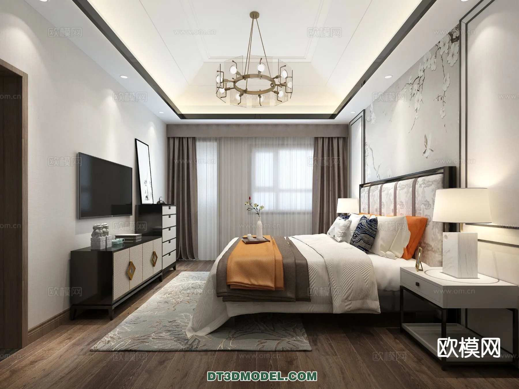 BEDROOM – CHINESE STYLE – 3D Model For Interior Design – 646