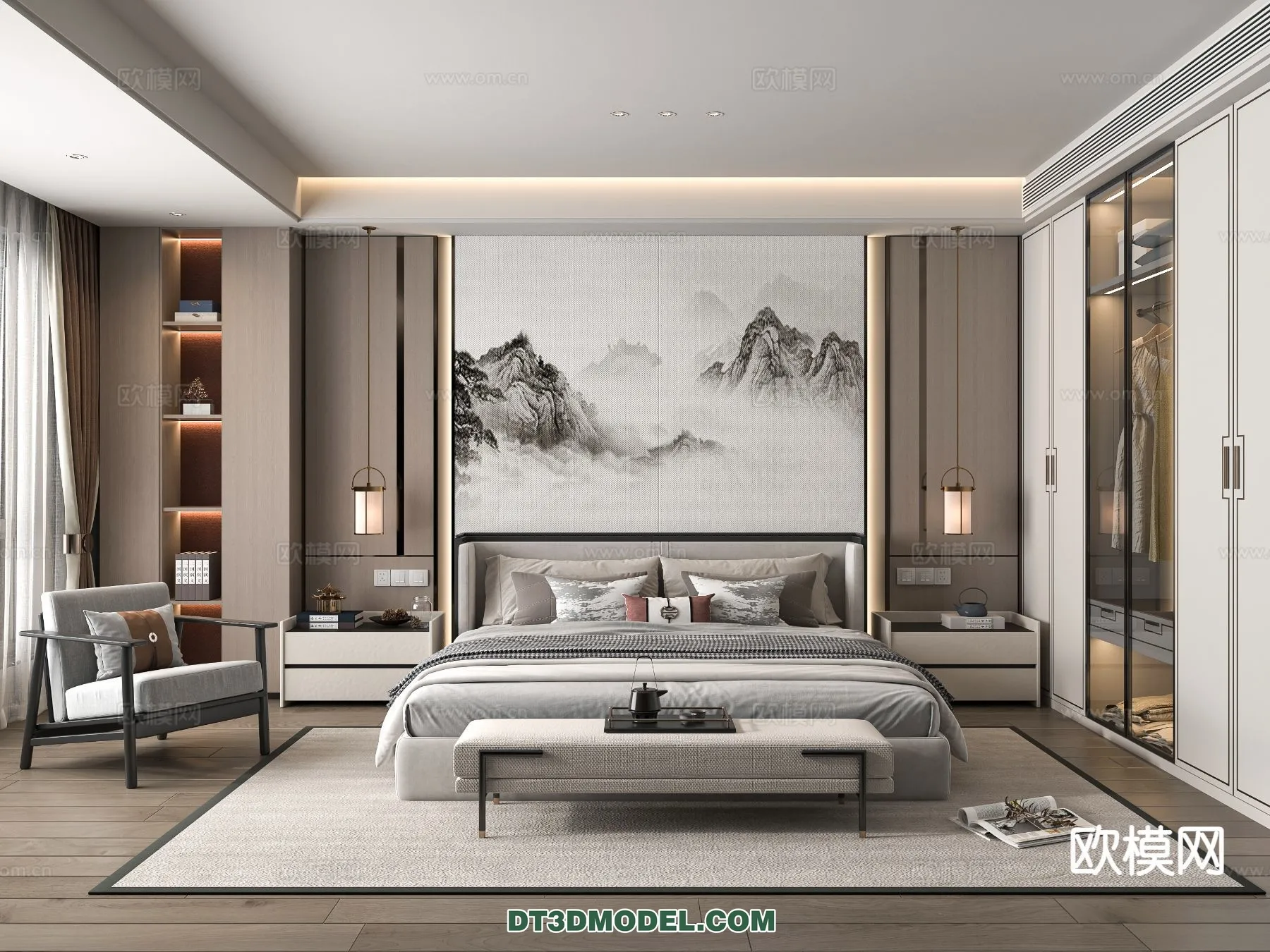 BEDROOM – CHINESE STYLE – 3D Model For Interior Design – 647