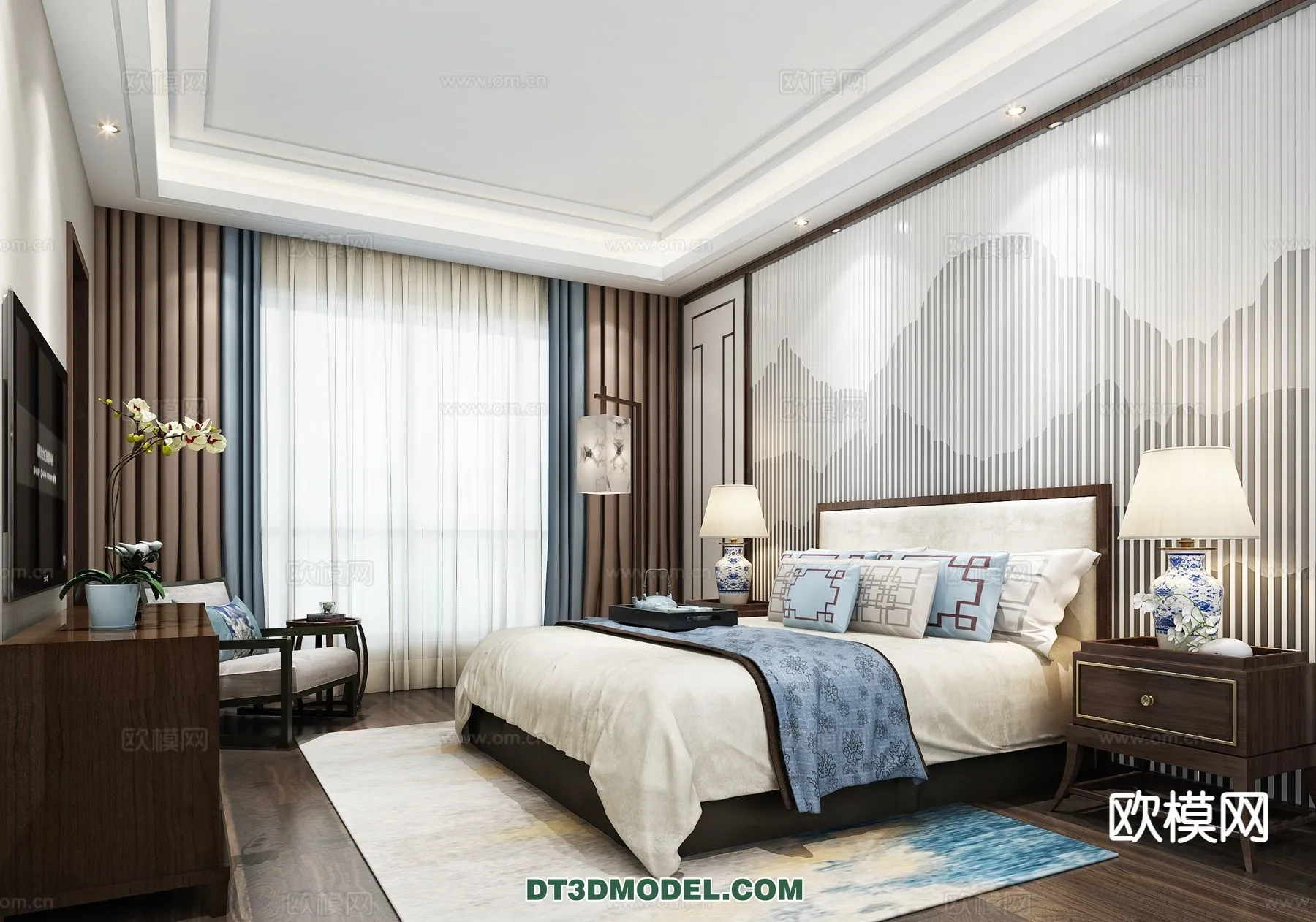 BEDROOM – CHINESE STYLE – 3D Model For Interior Design – 648