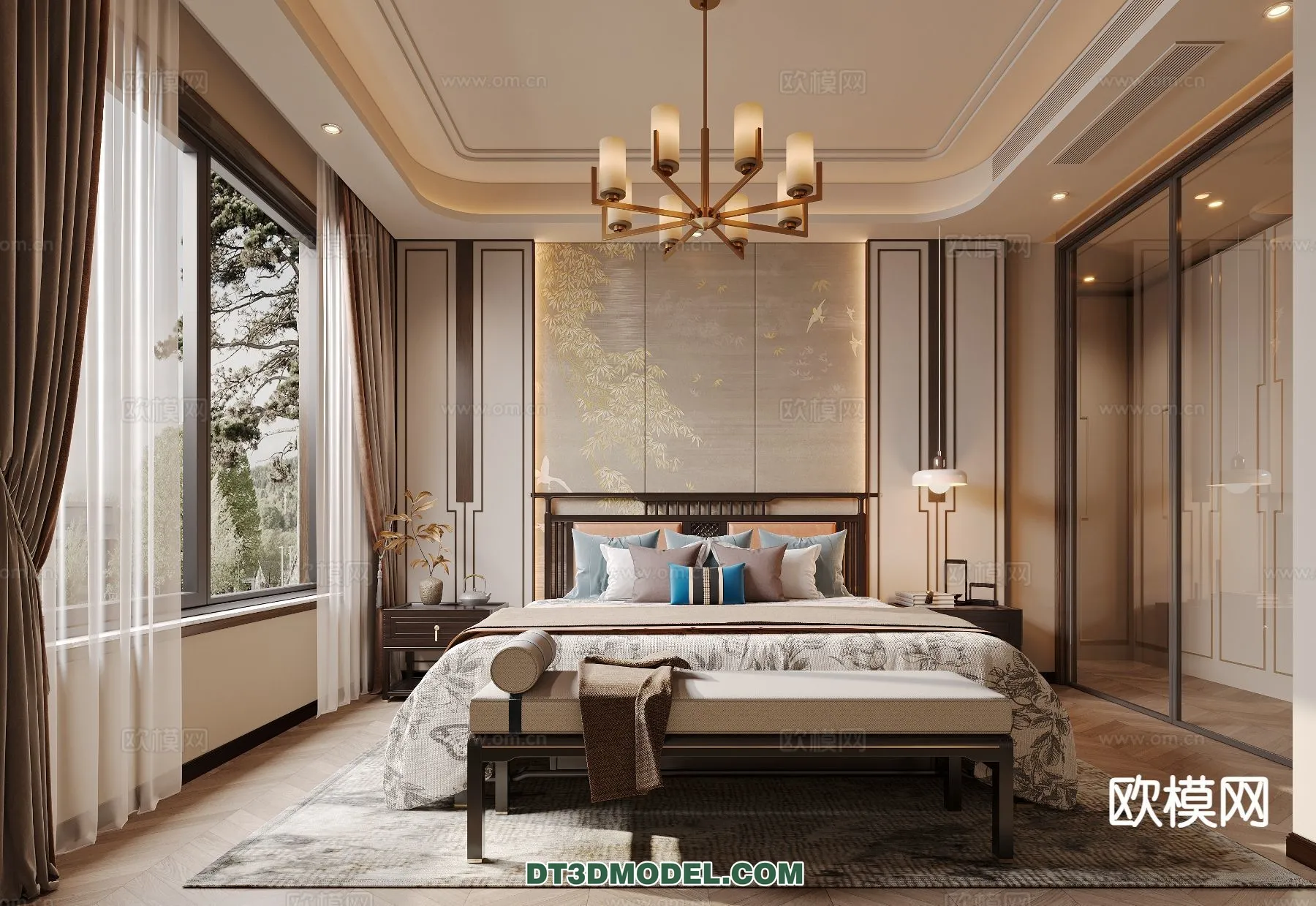 BEDROOM – CHINESE STYLE – 3D Model For Interior Design – 651