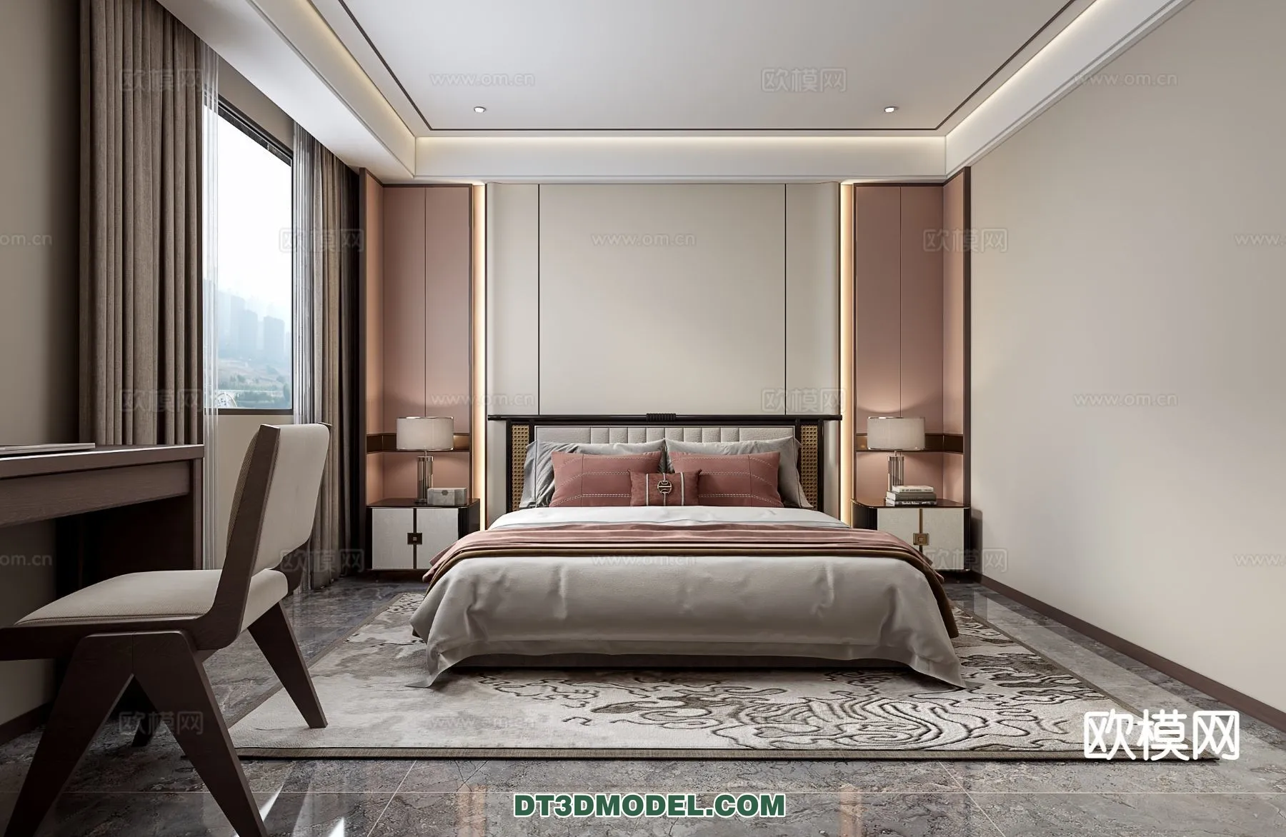 BEDROOM – CHINESE STYLE – 3D Model For Interior Design – 652