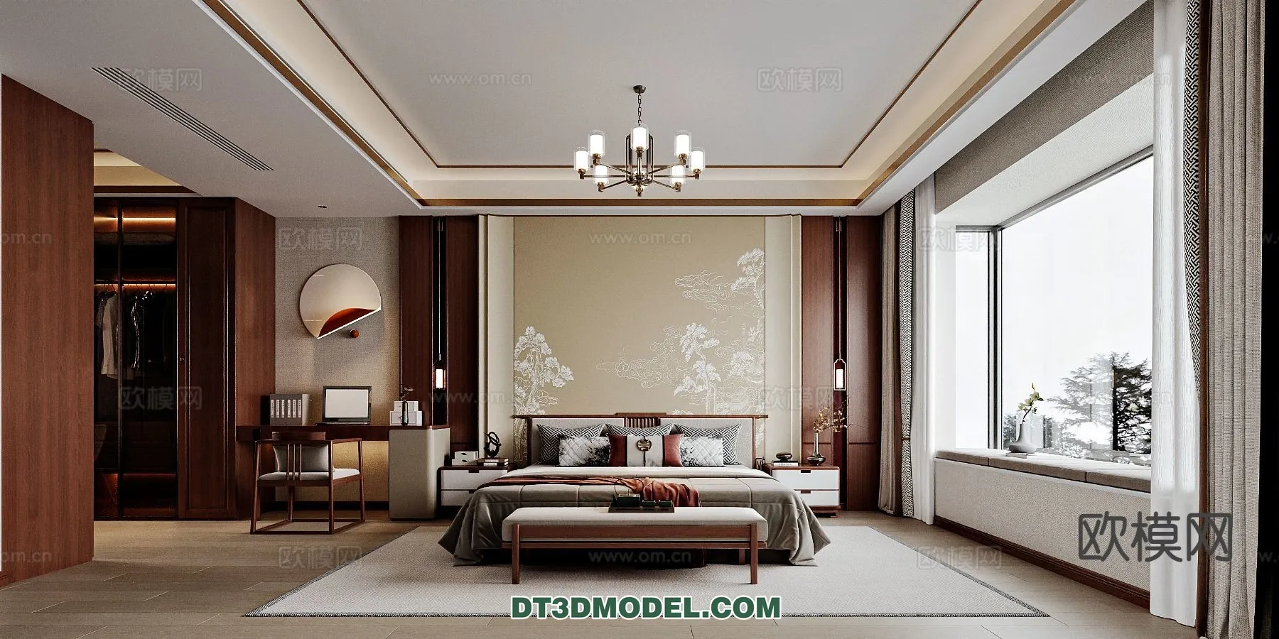 BEDROOM – CHINESE STYLE – 3D Model For Interior Design – 653