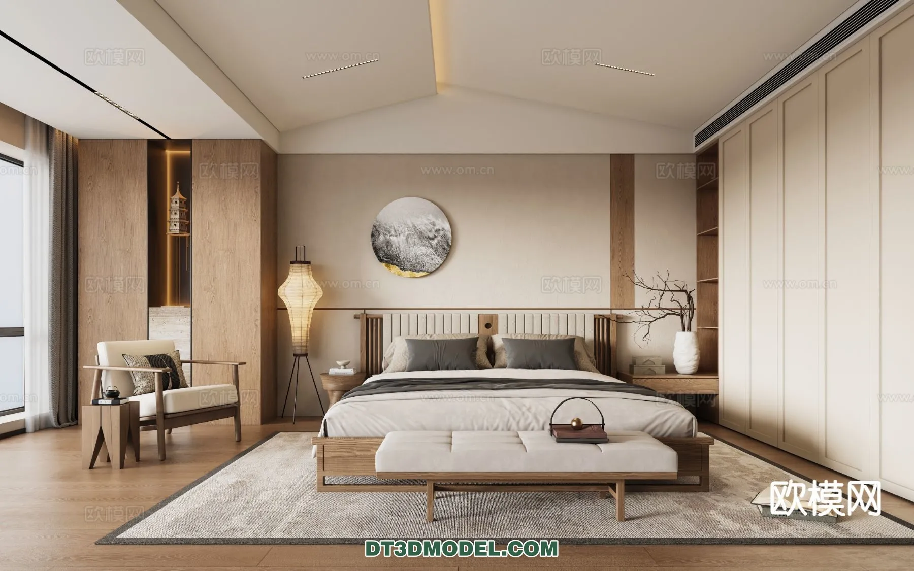 BEDROOM – CHINESE STYLE – 3D Model For Interior Design – 654