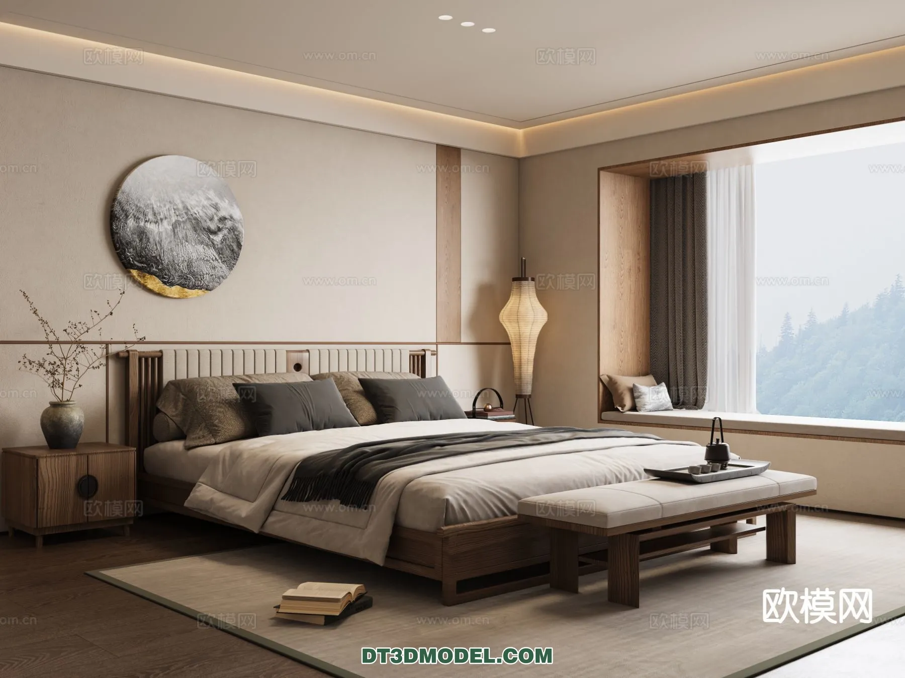 BEDROOM – CHINESE STYLE – 3D Model For Interior Design – 655