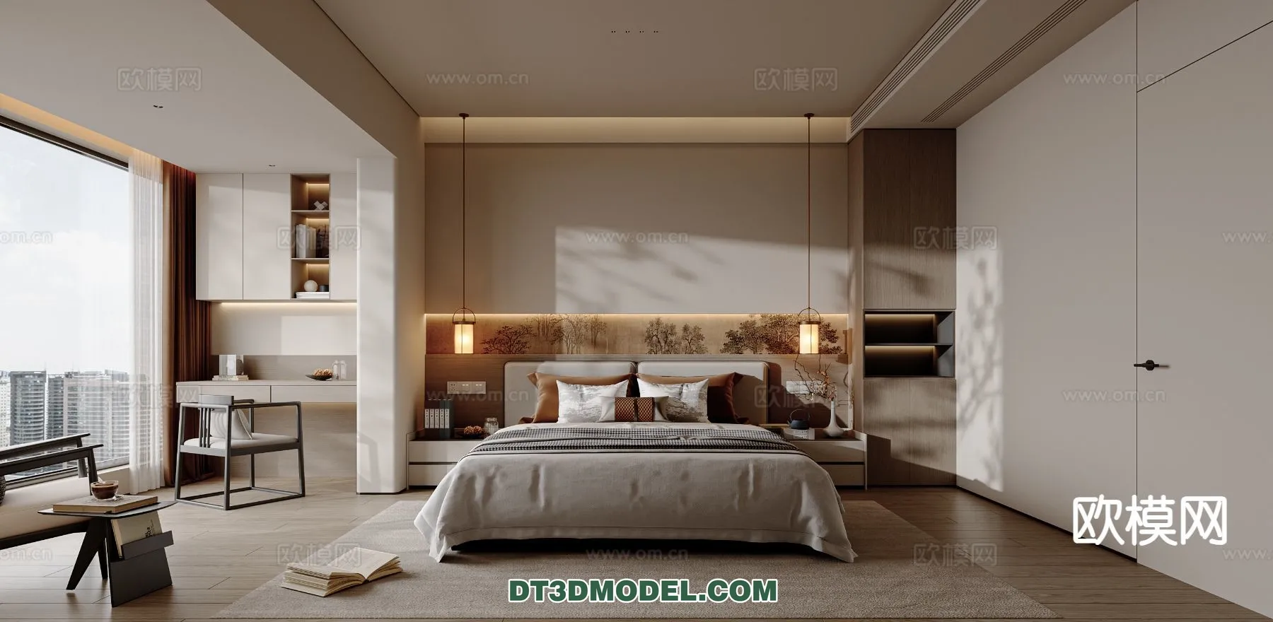 BEDROOM – CHINESE STYLE – 3D Model For Interior Design – 656