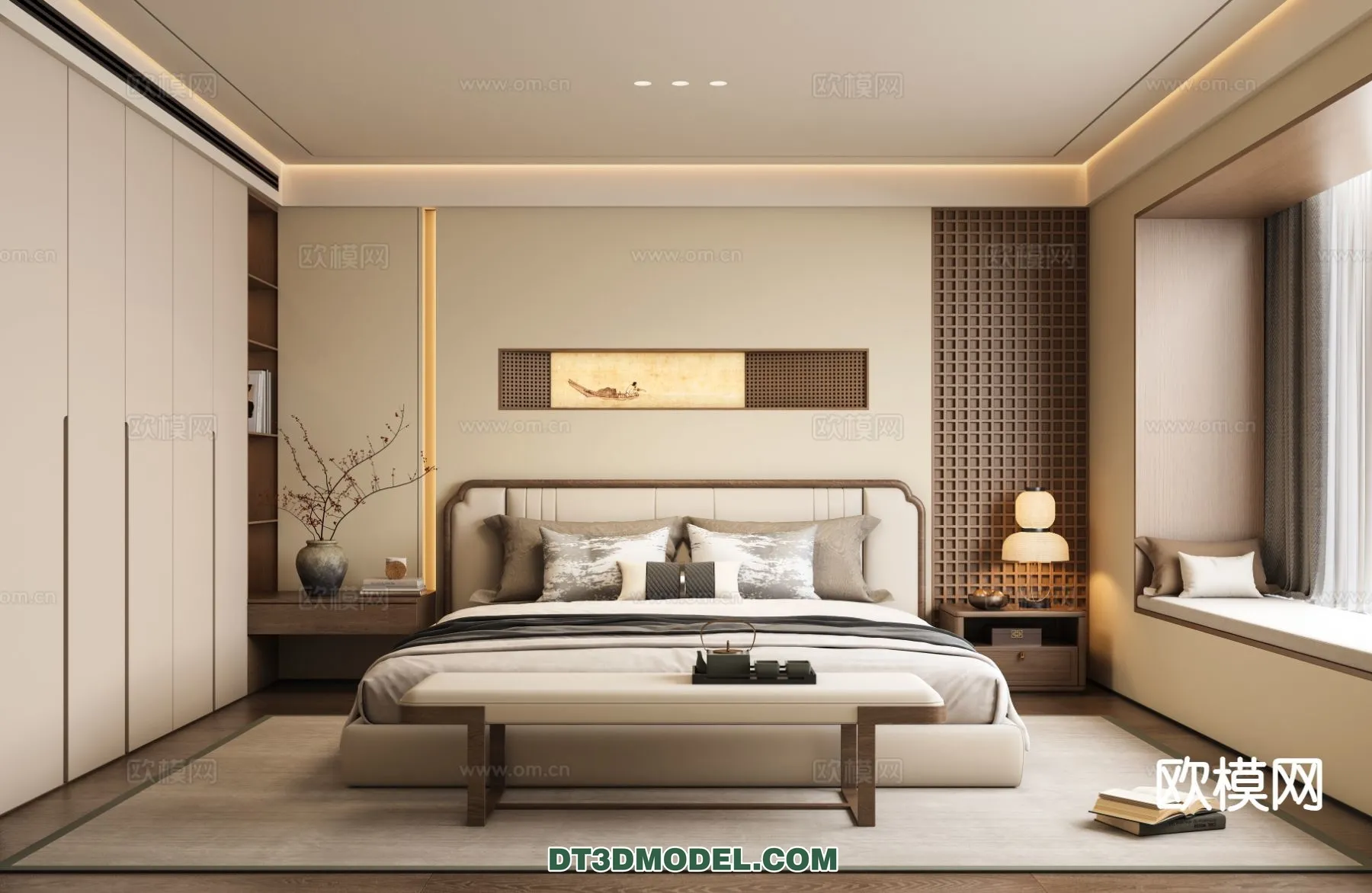 BEDROOM – CHINESE STYLE – 3D Model For Interior Design – 657