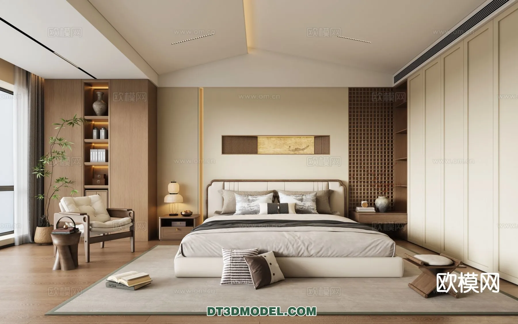 BEDROOM – CHINESE STYLE – 3D Model For Interior Design – 658