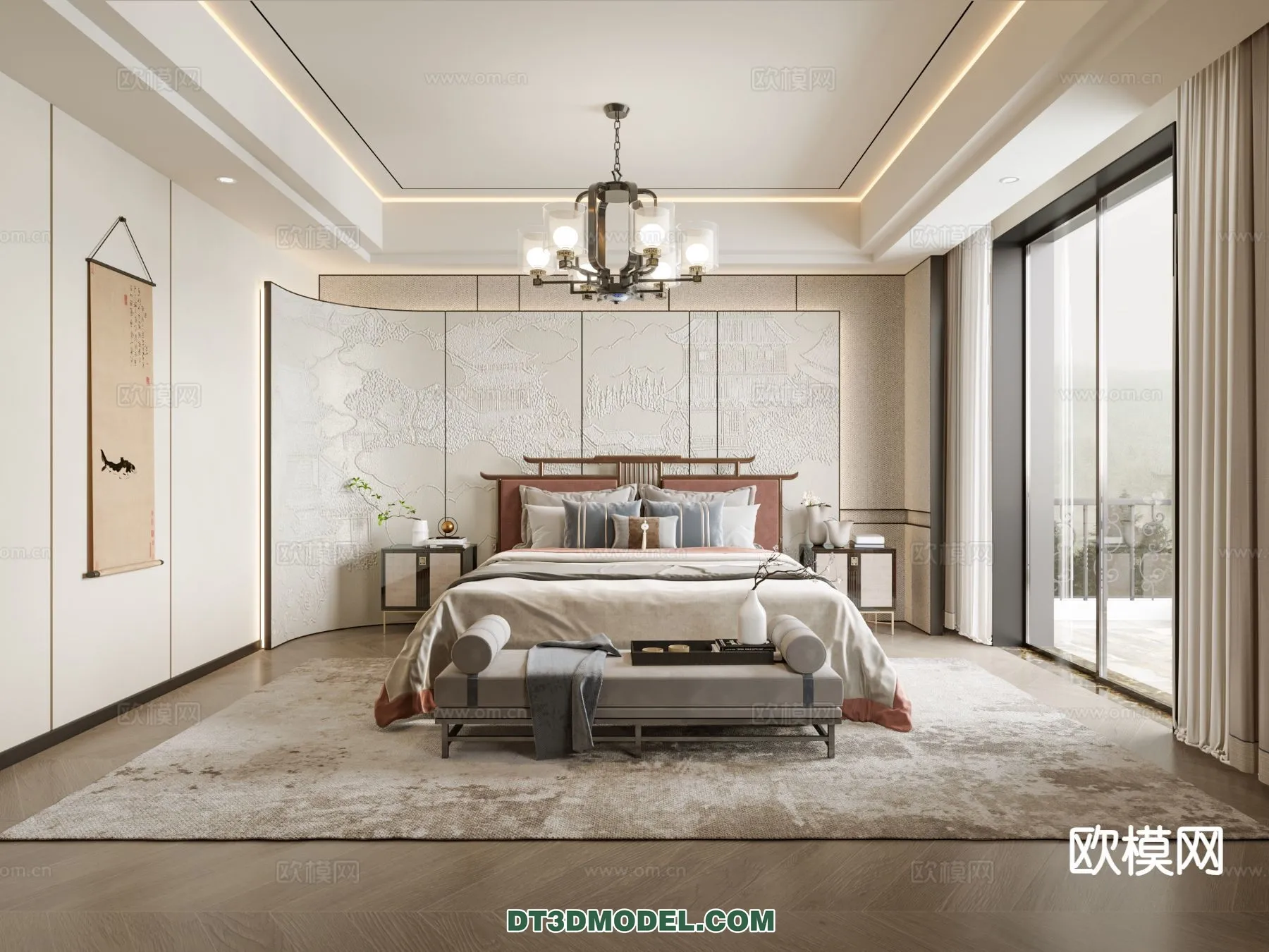 BEDROOM – CHINESE STYLE – 3D Model For Interior Design – 661