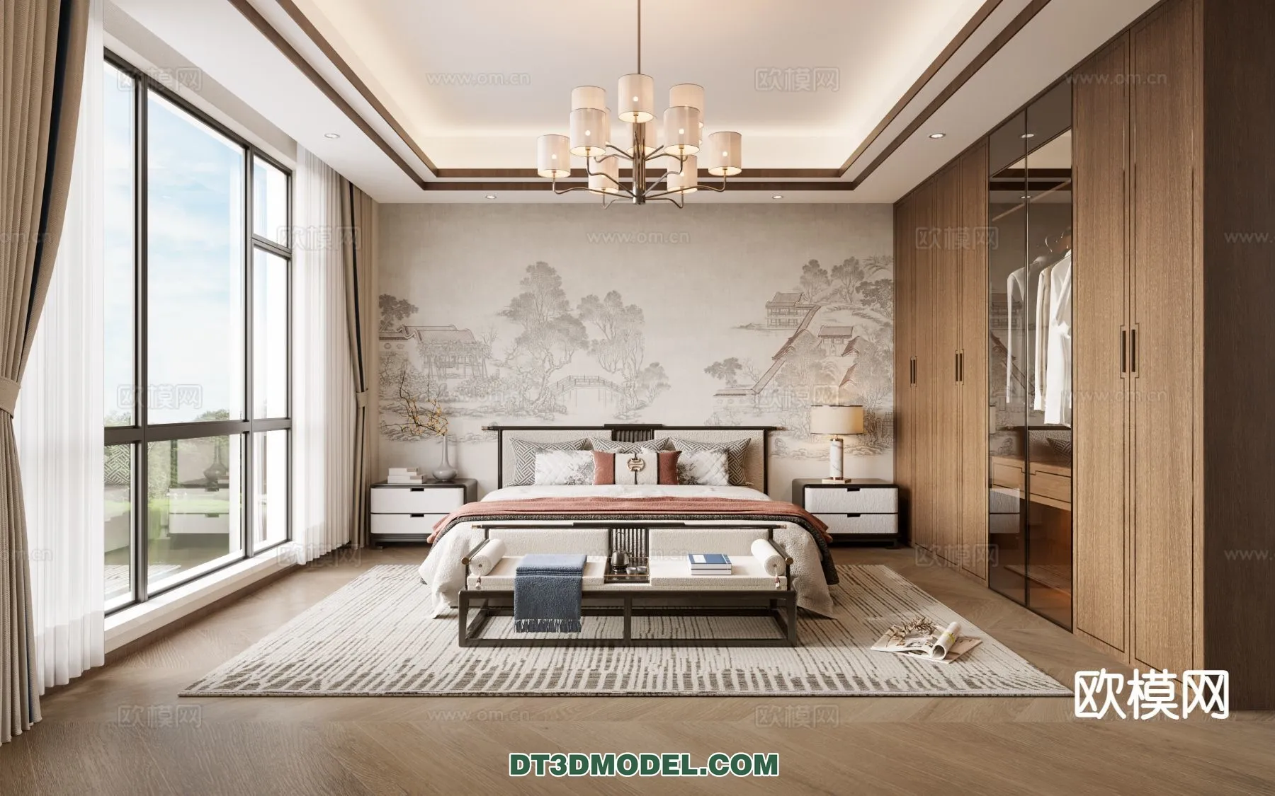 BEDROOM – CHINESE STYLE – 3D Model For Interior Design – 662