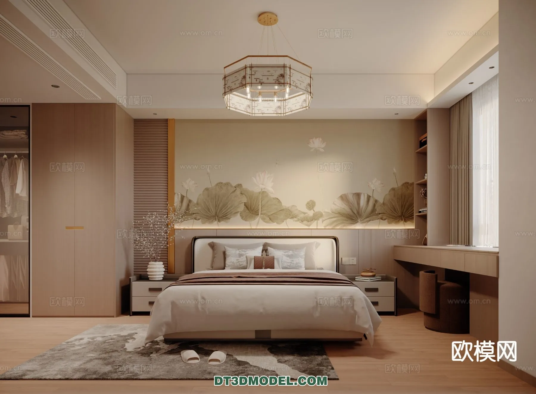 BEDROOM – CHINESE STYLE – 3D Model For Interior Design – 665