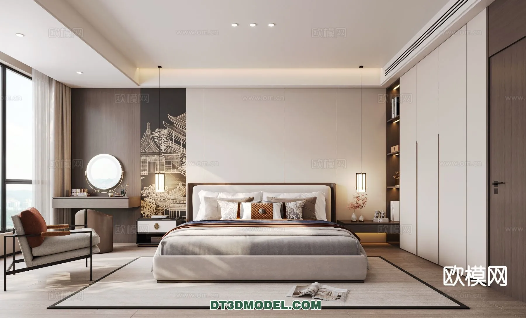 BEDROOM – CHINESE STYLE – 3D Model For Interior Design – 666