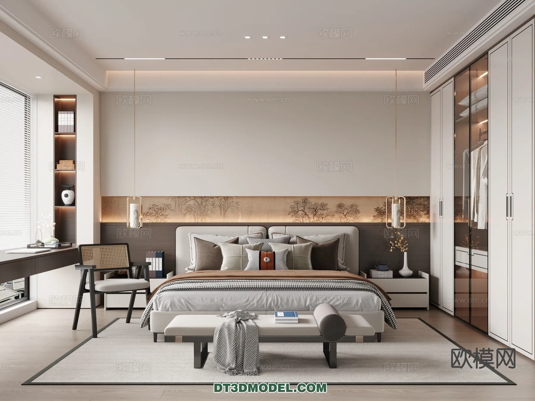 BEDROOM – CHINESE STYLE – 3D Model For Interior Design – 667