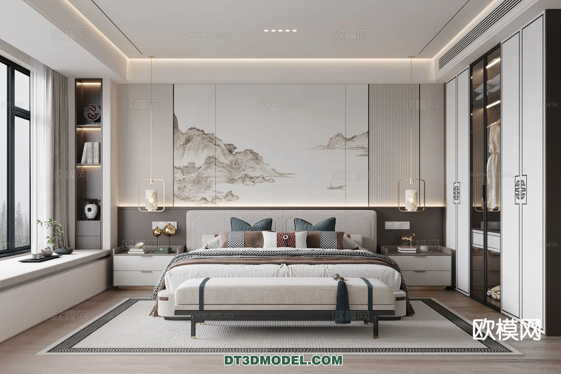 BEDROOM – CHINESE STYLE – 3D Model For Interior Design – 669