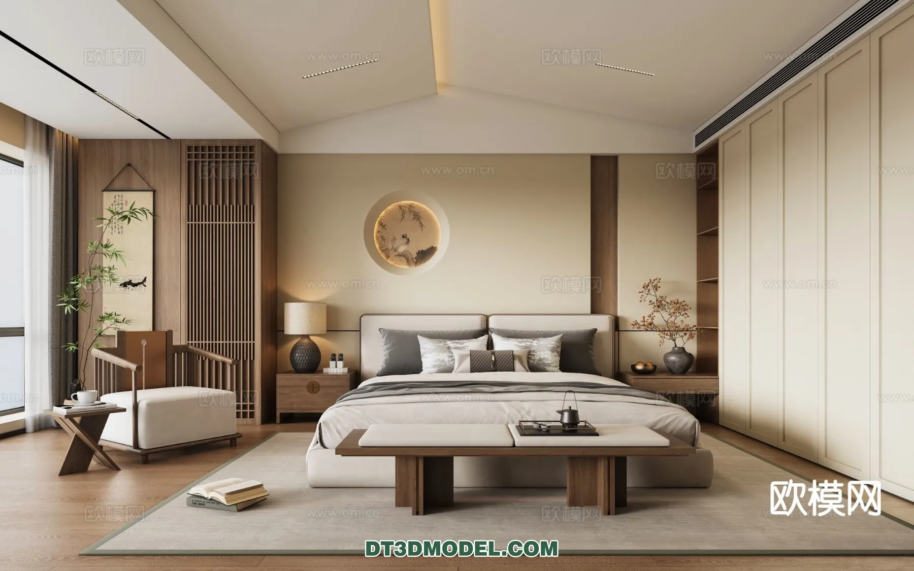 BEDROOM – CHINESE STYLE – 3D Model For Interior Design – 671