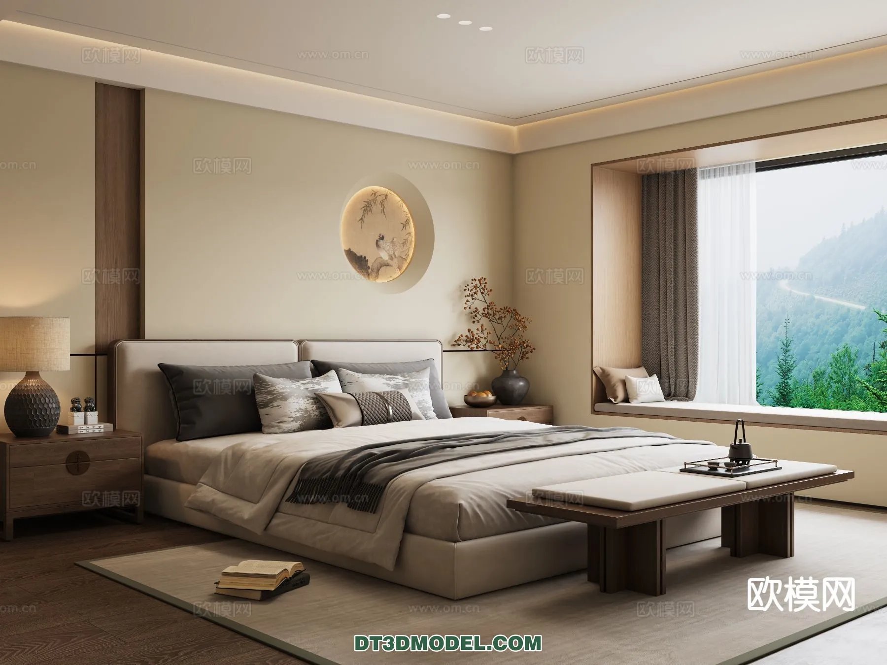 BEDROOM – CHINESE STYLE – 3D Model For Interior Design – 672