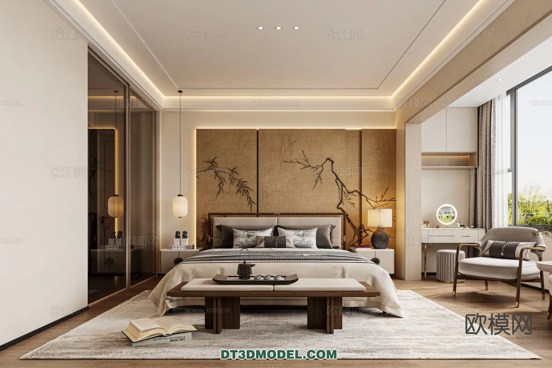 BEDROOM – CHINESE STYLE – 3D Model For Interior Design – 674