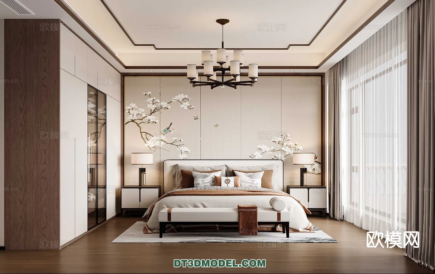 BEDROOM – CHINESE STYLE – 3D Model For Interior Design – 675